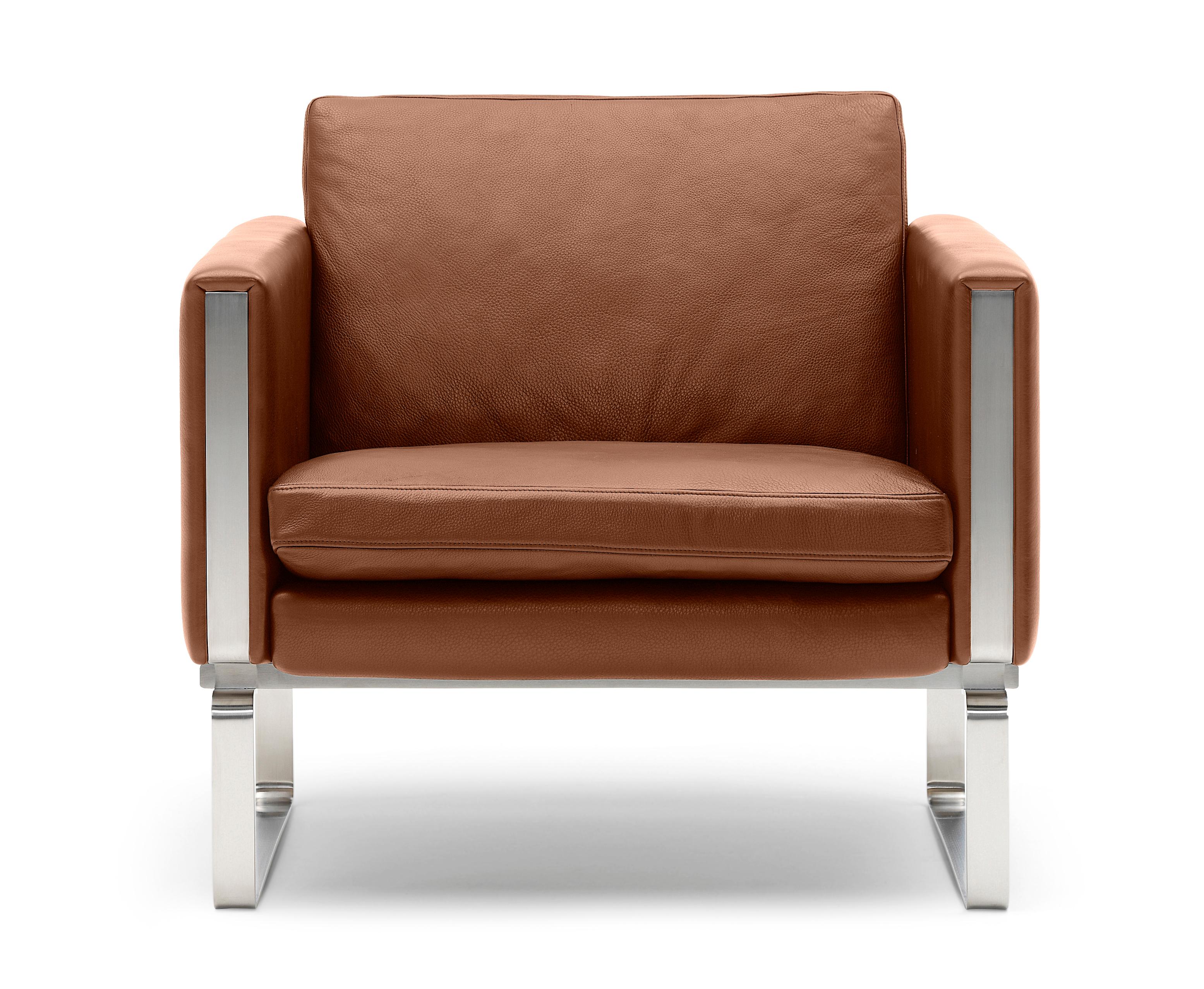 Brown (Thor 307) CH101 Chair in Stainless Steel Frame with Leather Seat by Hans J. Wegner