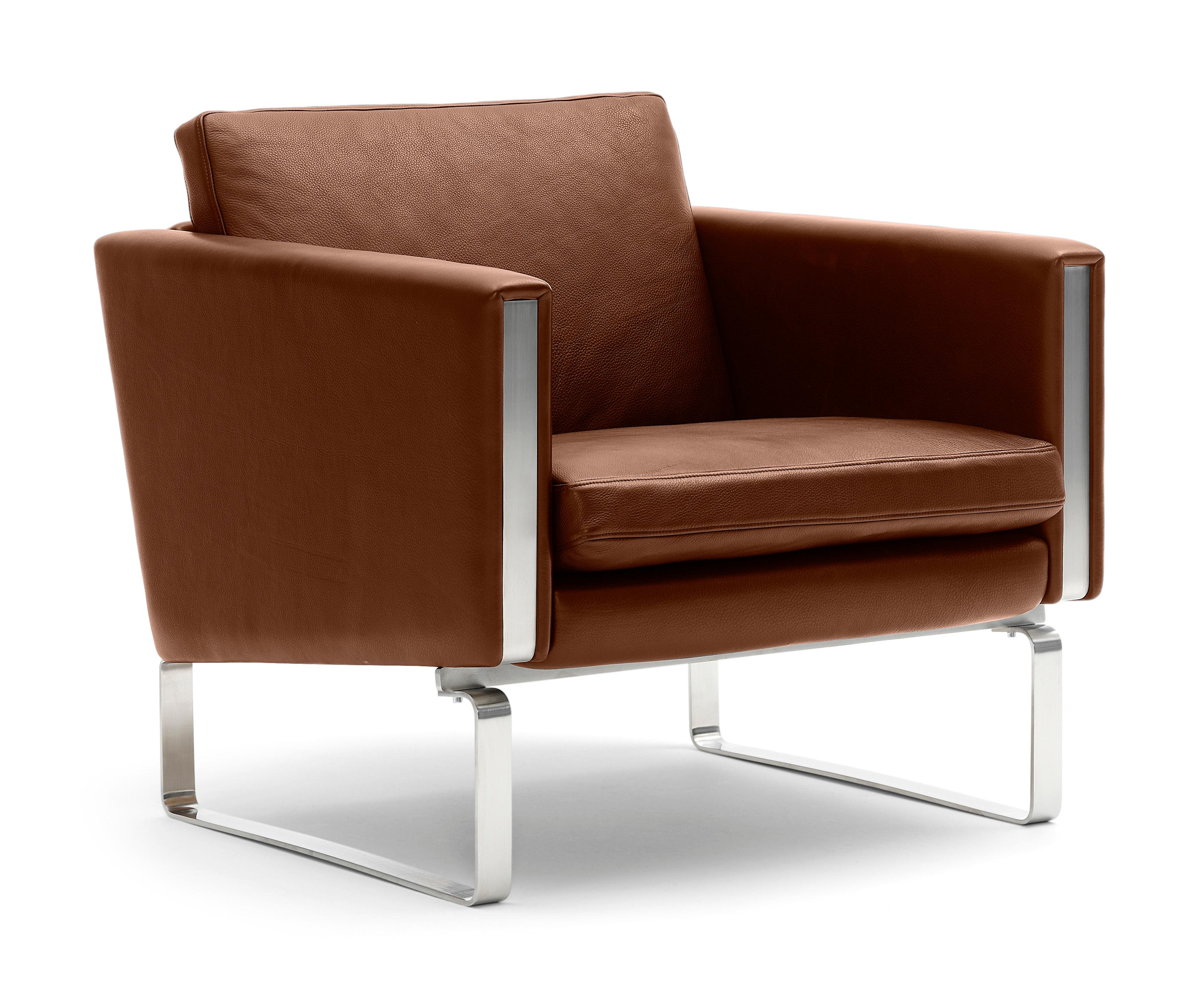 Brown (Thor 307) CH101 Chair in Stainless Steel Frame with Leather Seat by Hans J. Wegner 2