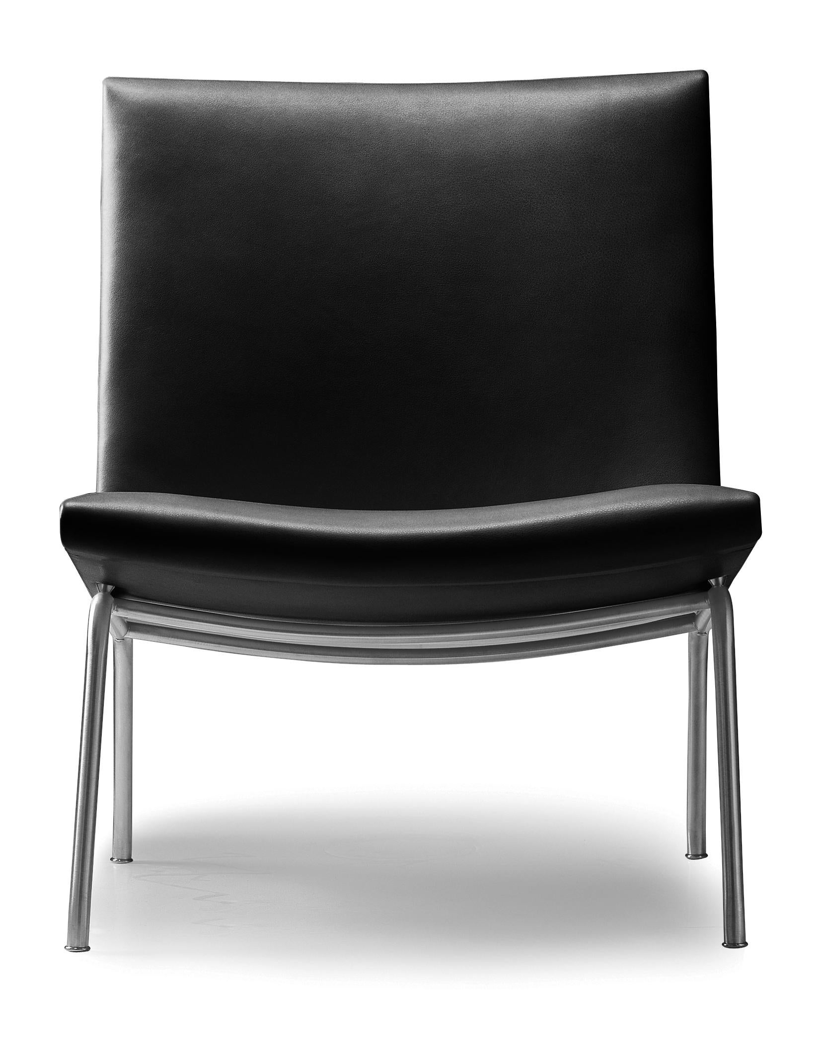 Black (Thor 301) CH401 Kastrup Chair in Stainless Steel with Leather Seat by Hans J. Wegner 2