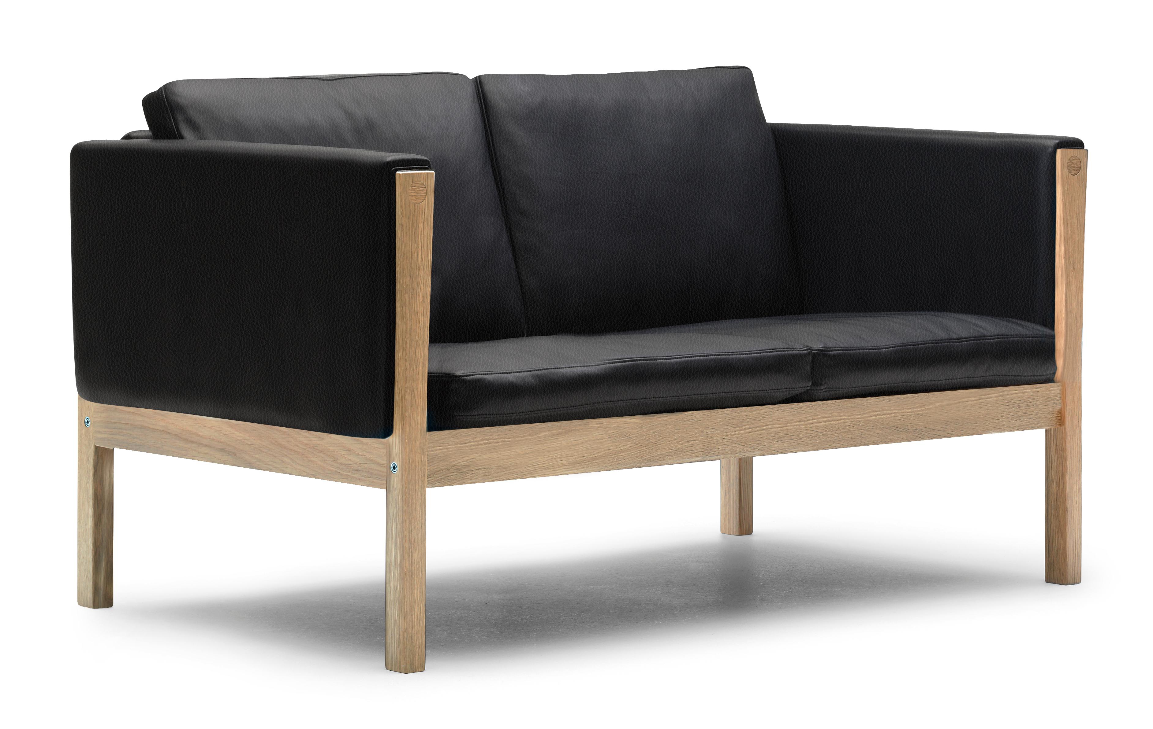 Black (Thor 301) CH162 Sofa in Oiled Oak Frame with Leather Upholstery by Hans J. Wegner 2