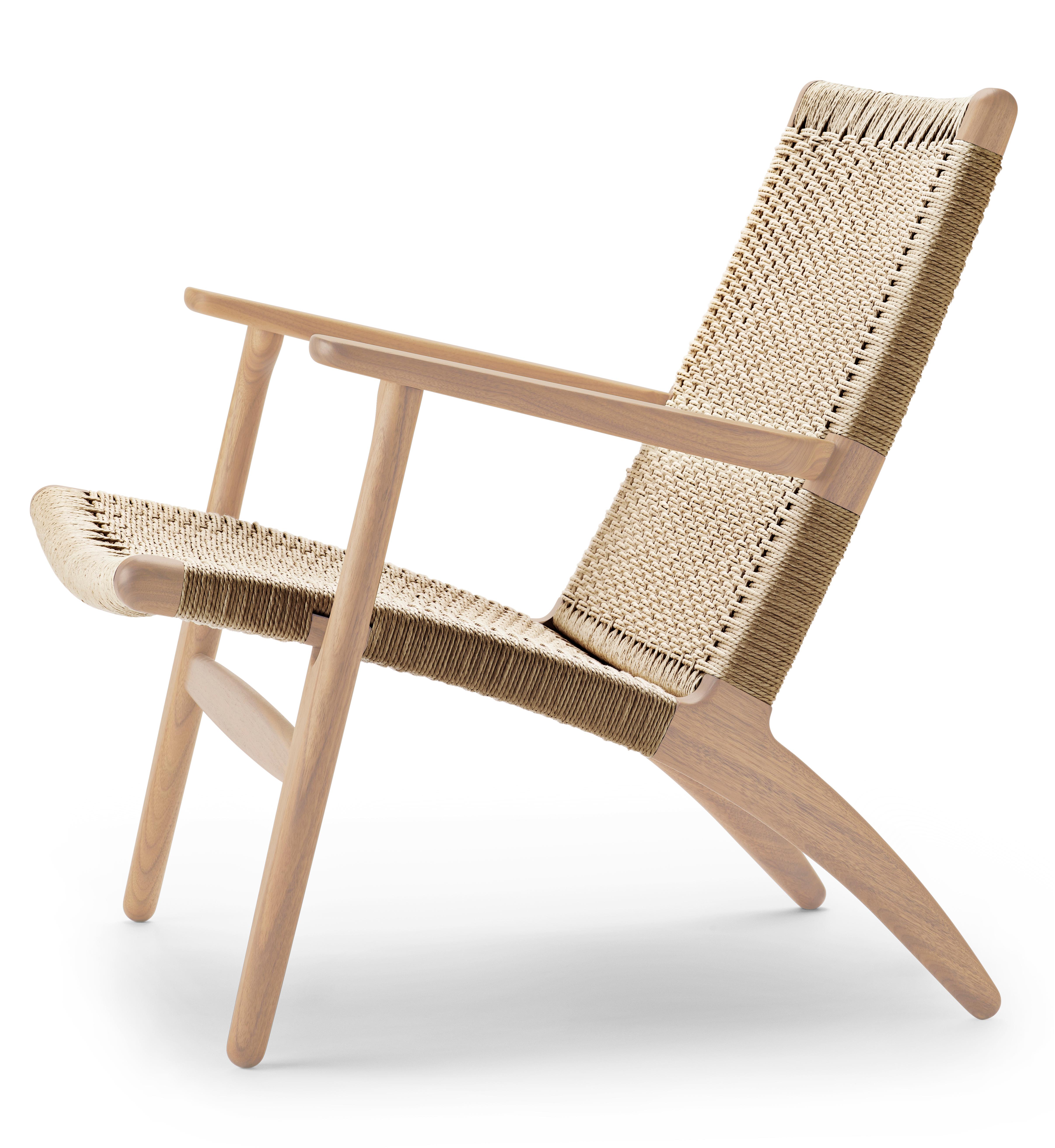 Beige (Oak White Oil) CH25 Easy Lounge Chair with Natural Papercord Seat by Hans J. Wegner 2