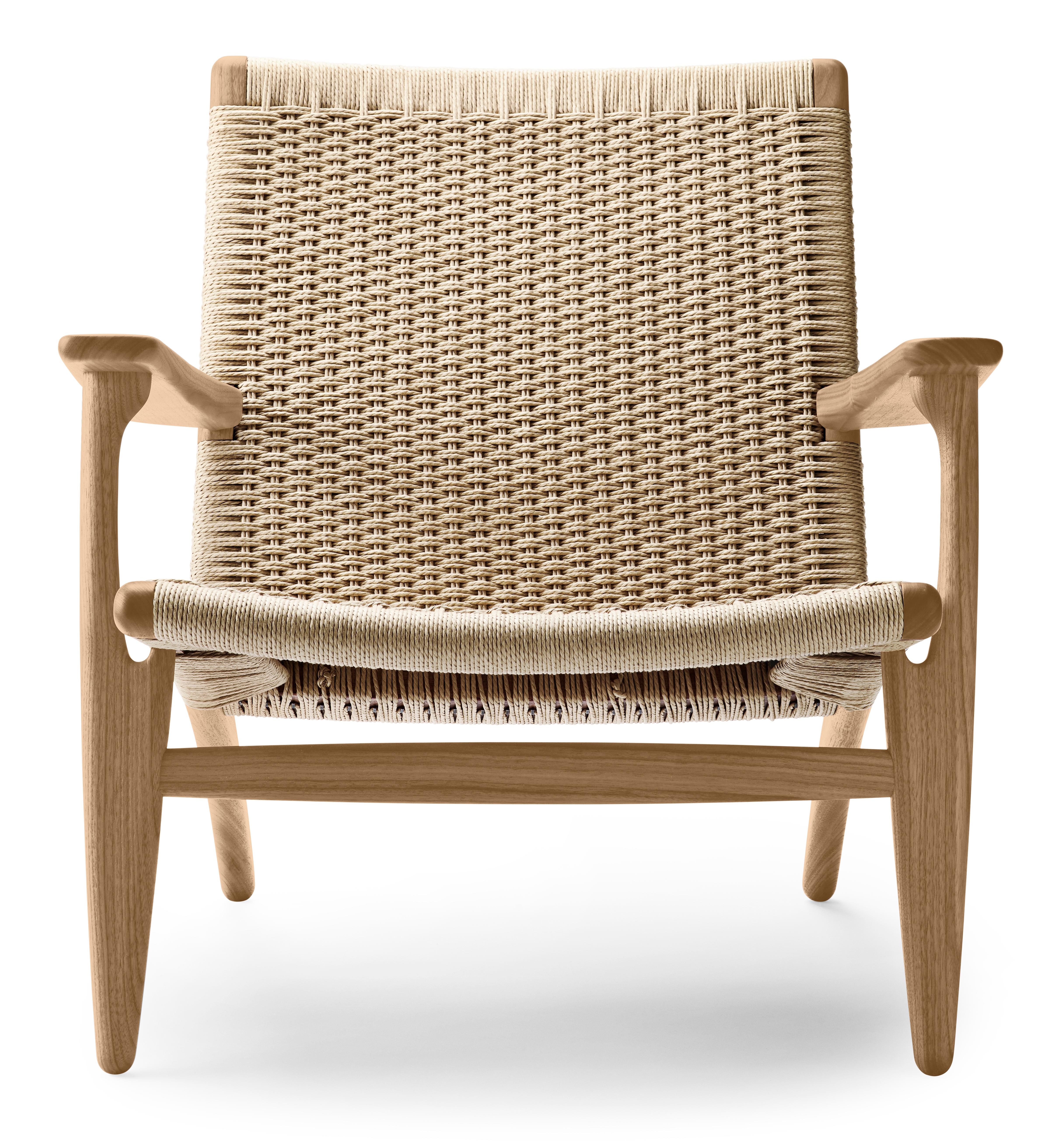 Brown (Oak Oil) CH25 Easy Lounge Chair with Natural Papercord Seat by Hans J. Wegner