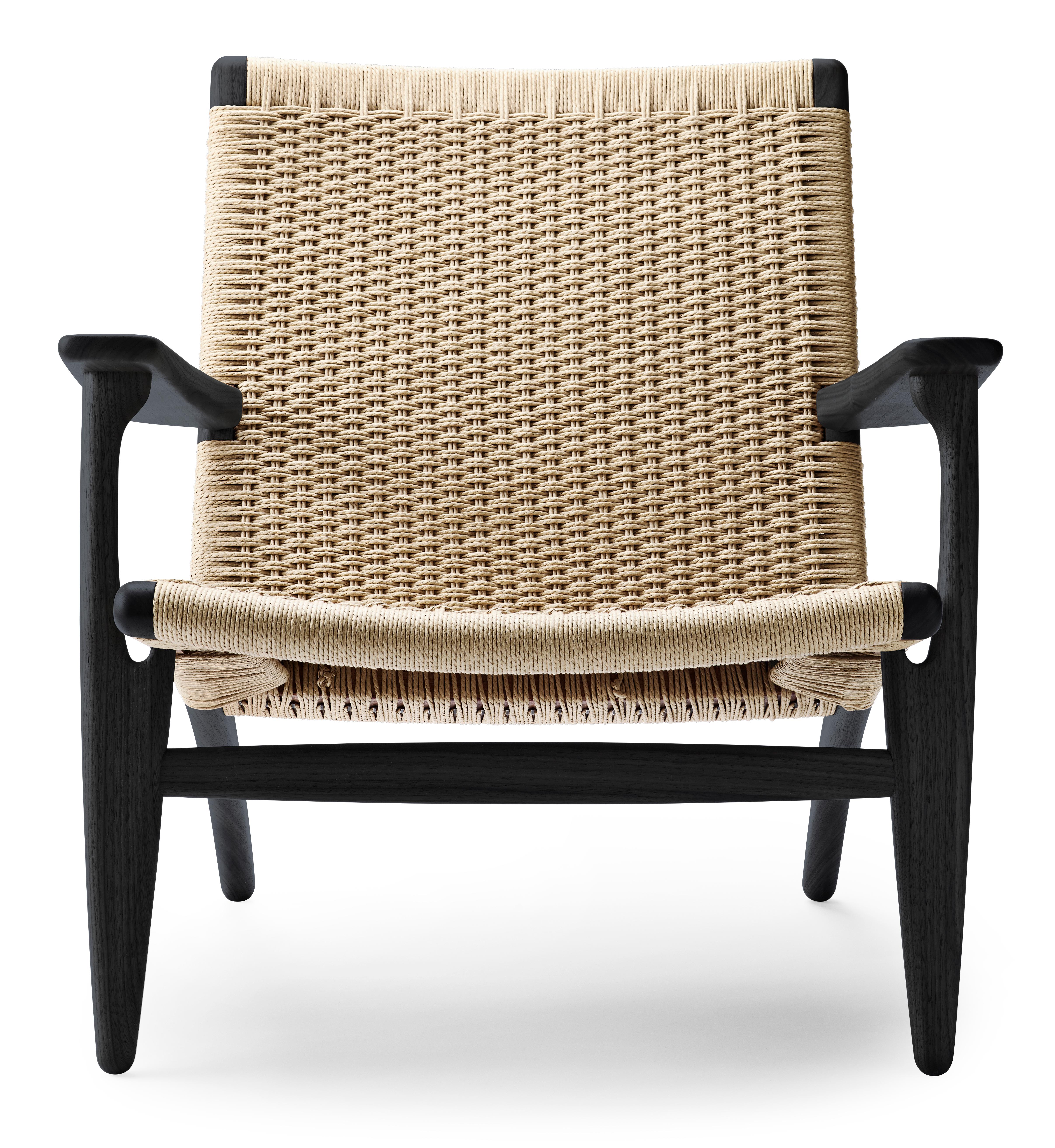 Black (Oak Painted blacks9000-N) CH25 Easy Lounge Chair with Natural Papercord Seat by Hans J. Wegner