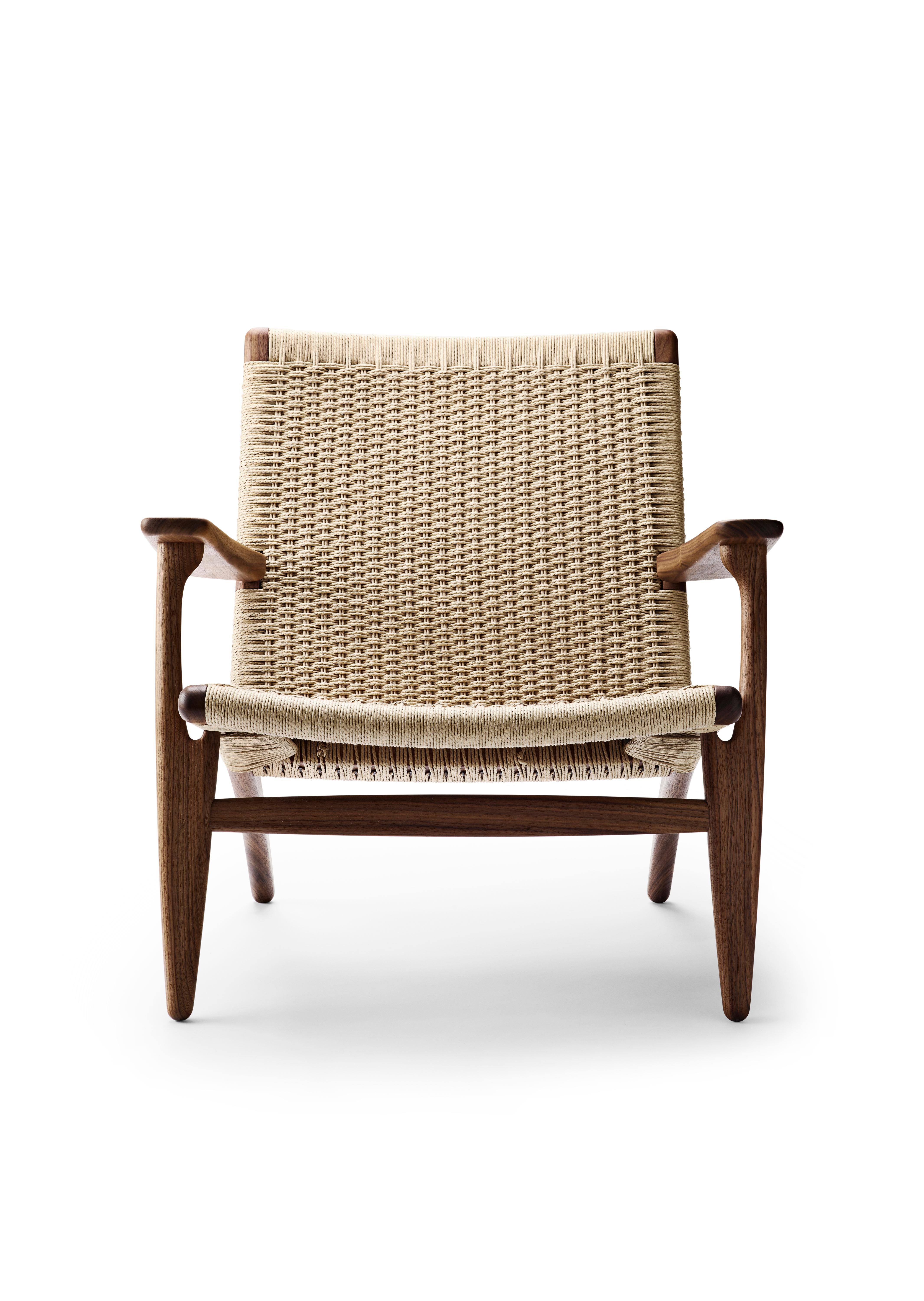 Brown (Walnut Oil) CH25 Easy Lounge Chair with Natural Papercord Seat by Hans J. Wegner