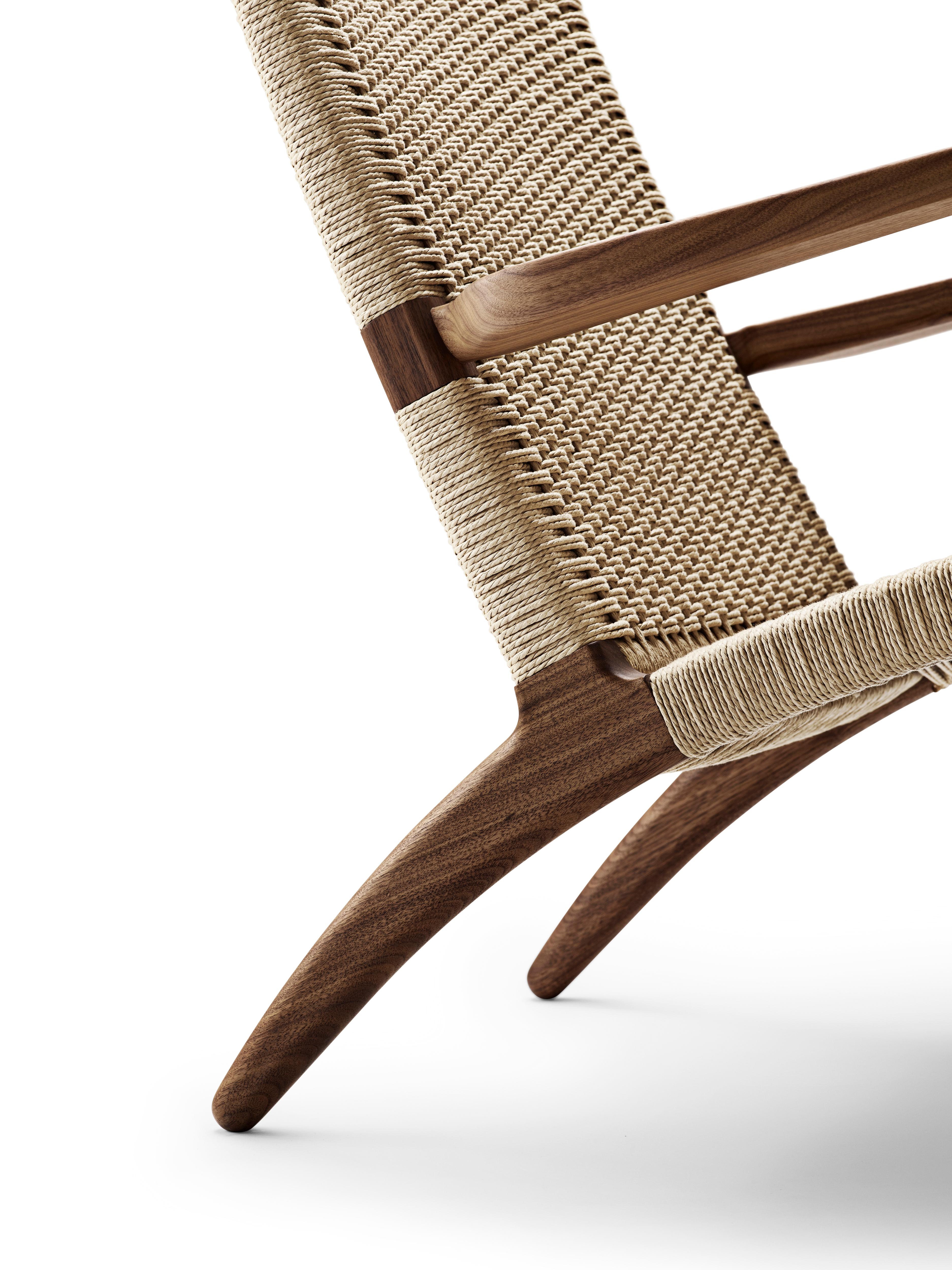 Brown (Walnut Oil) CH25 Easy Lounge Chair with Natural Papercord Seat by Hans J. Wegner 4