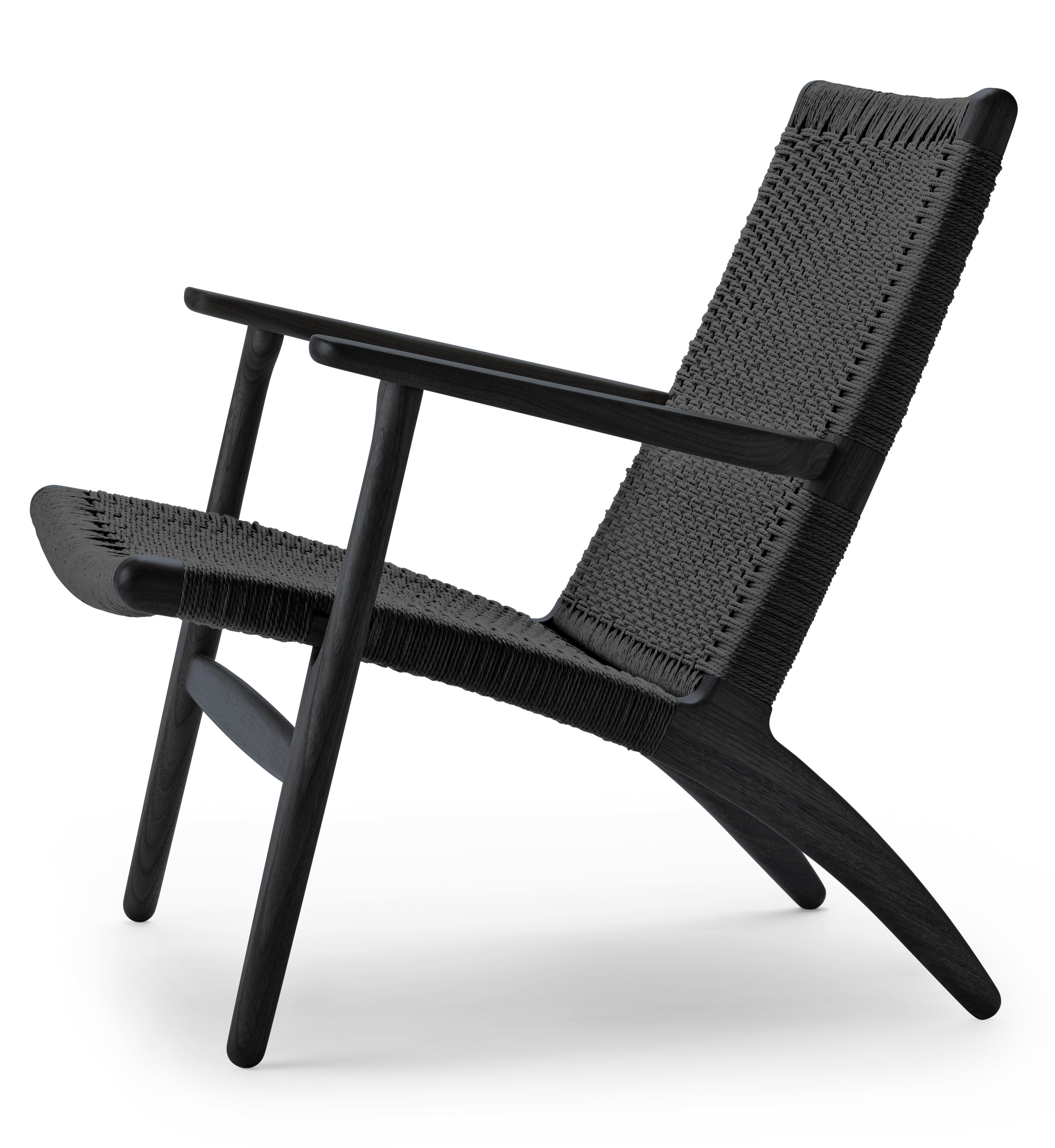 Black (Oak Painted blacks9000-N) CH25 Easy Lounge Chair with Black Papercord Seat by Hans J. Wegner 2