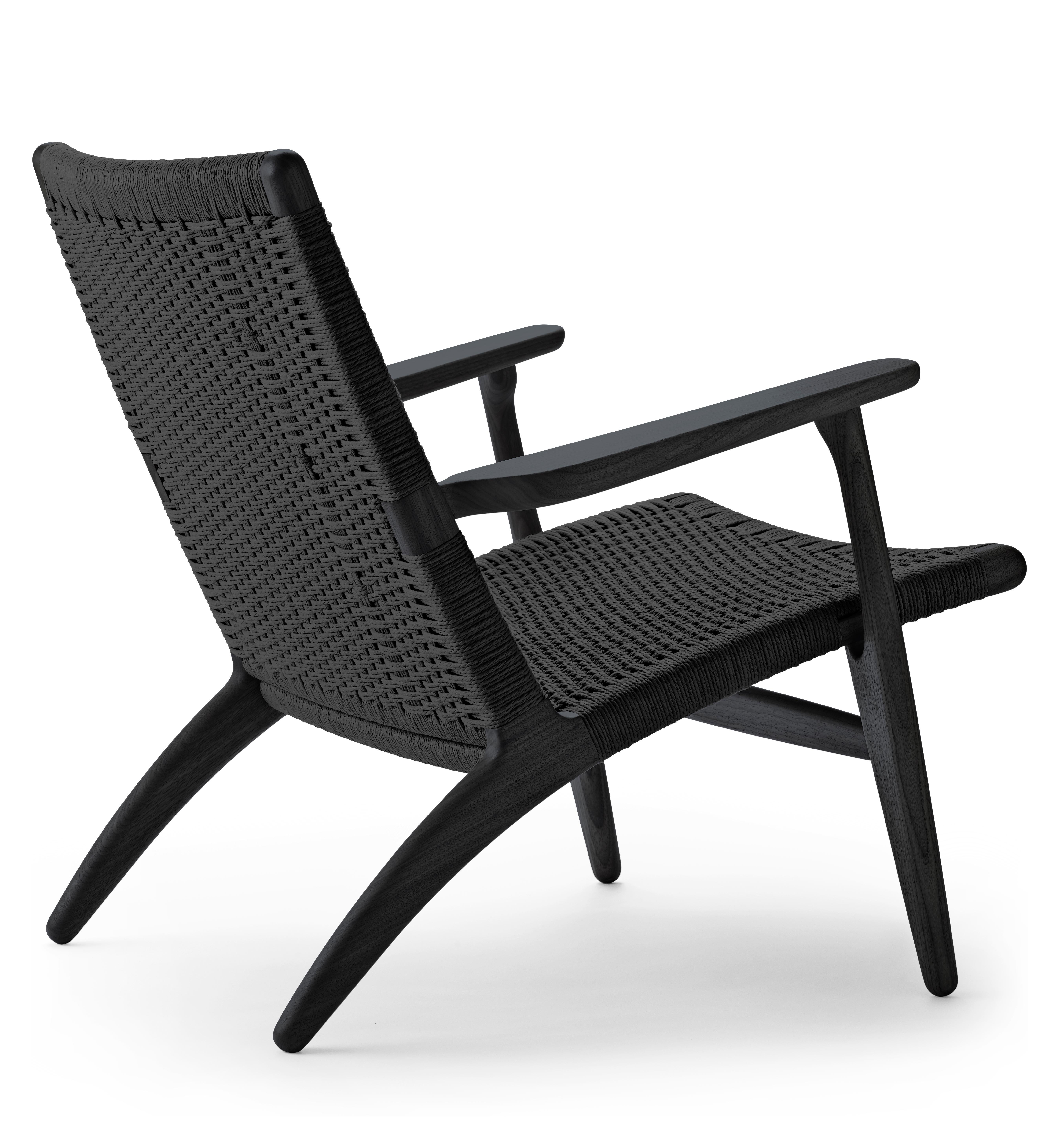 Black (Oak Painted blacks9000-N) CH25 Easy Lounge Chair with Black Papercord Seat by Hans J. Wegner 3