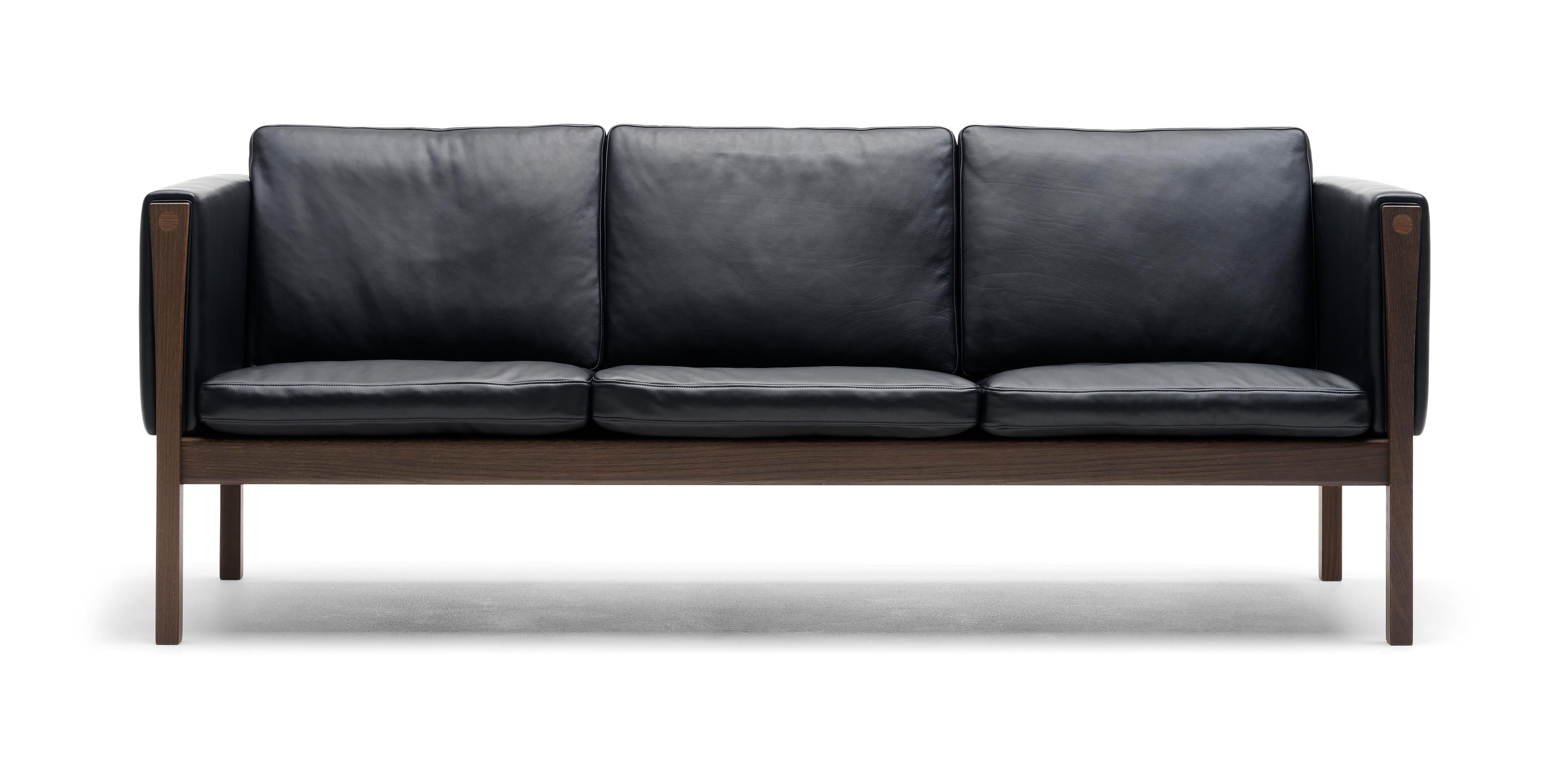 Black (Sif 98) CH163 Sofa in Walnut Oil Frame with Leather Upholstery by Hans J. Wegner