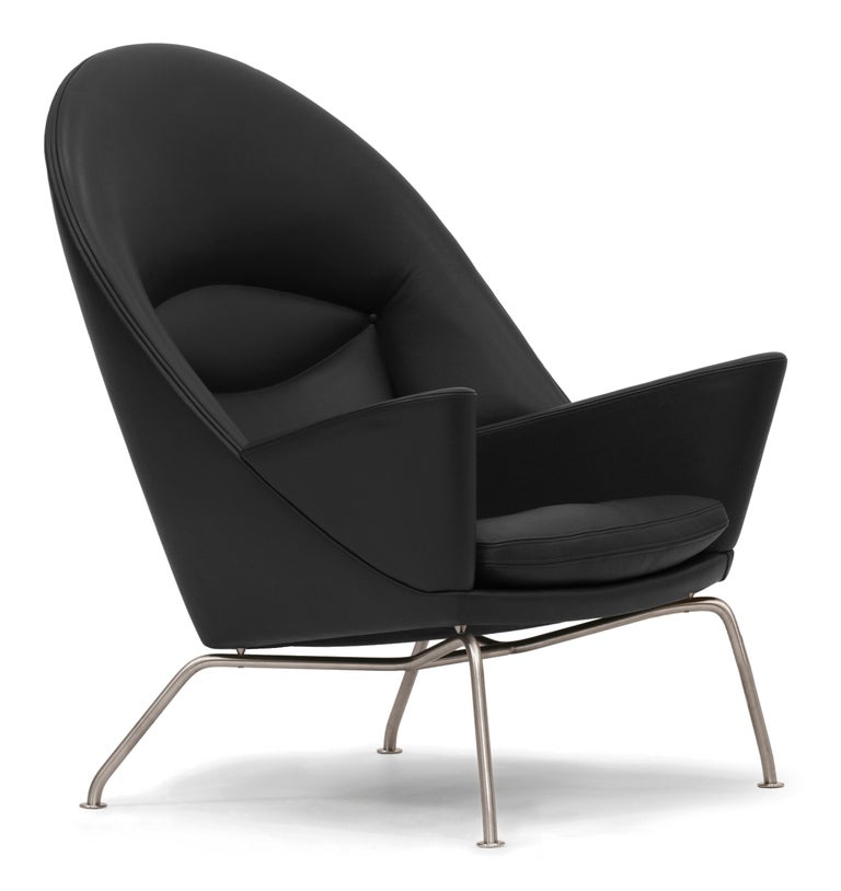 Customizable CH468 Oculus Chair in Stainless Steel with Leather Seat by  Hans J. Wegner For Sale at 1stDibs