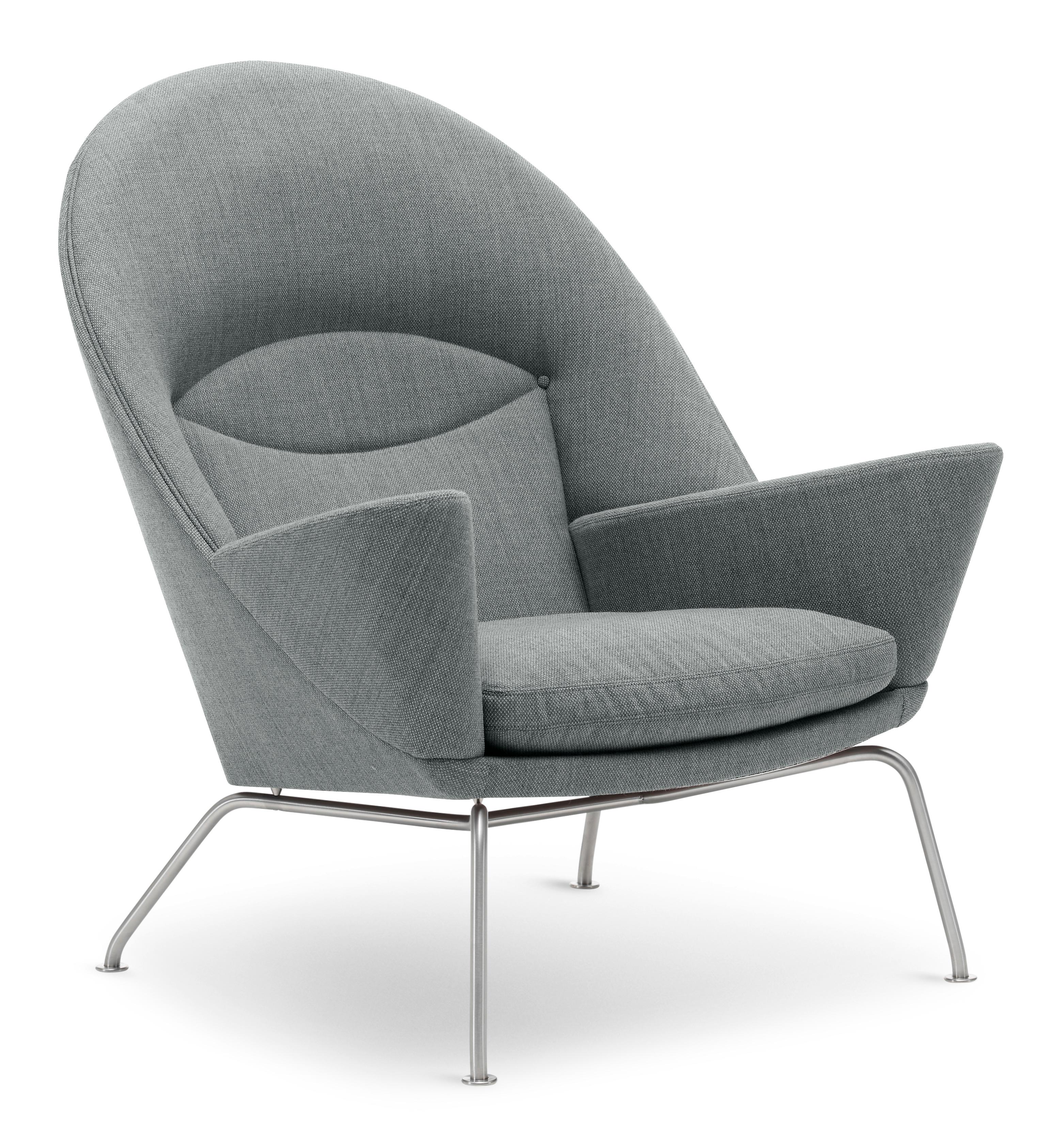 Gray (Kvadrat Fiord 151) CH468 Oculus Chair in Stainless Steel with Foam Seat by Hans J. Wegner 2