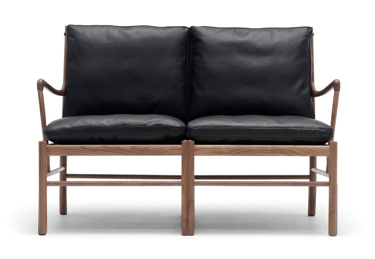 For Sale: Black (Sif 98) OW149-2 Colonial Sofa in Walnut Oil by Ole Wanscher