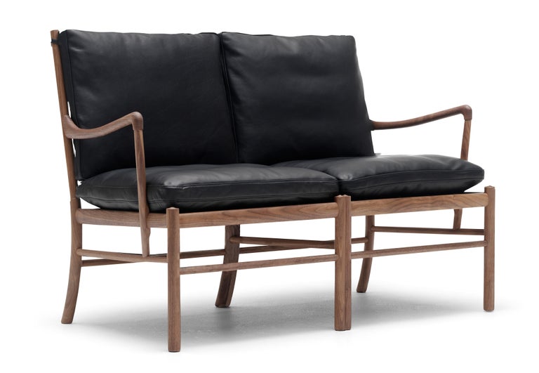 For Sale: Black (Sif 98) OW149-2 Colonial Sofa in Walnut Oil by Ole Wanscher 2