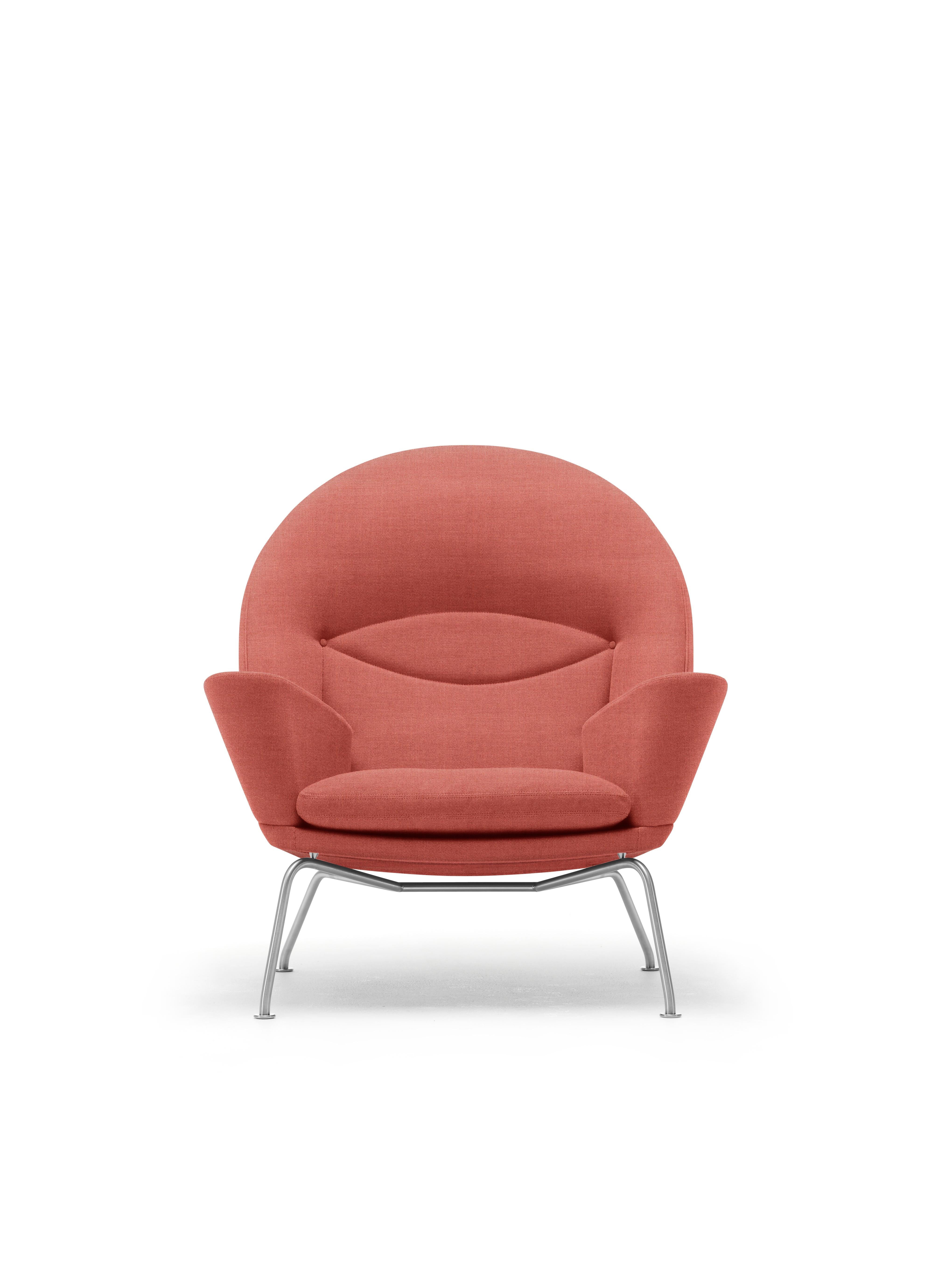 Pink (Kvadrat Canvas 566) CH468 Oculus Chair in Stainless Steel with Foam Seat by Hans J. Wegner