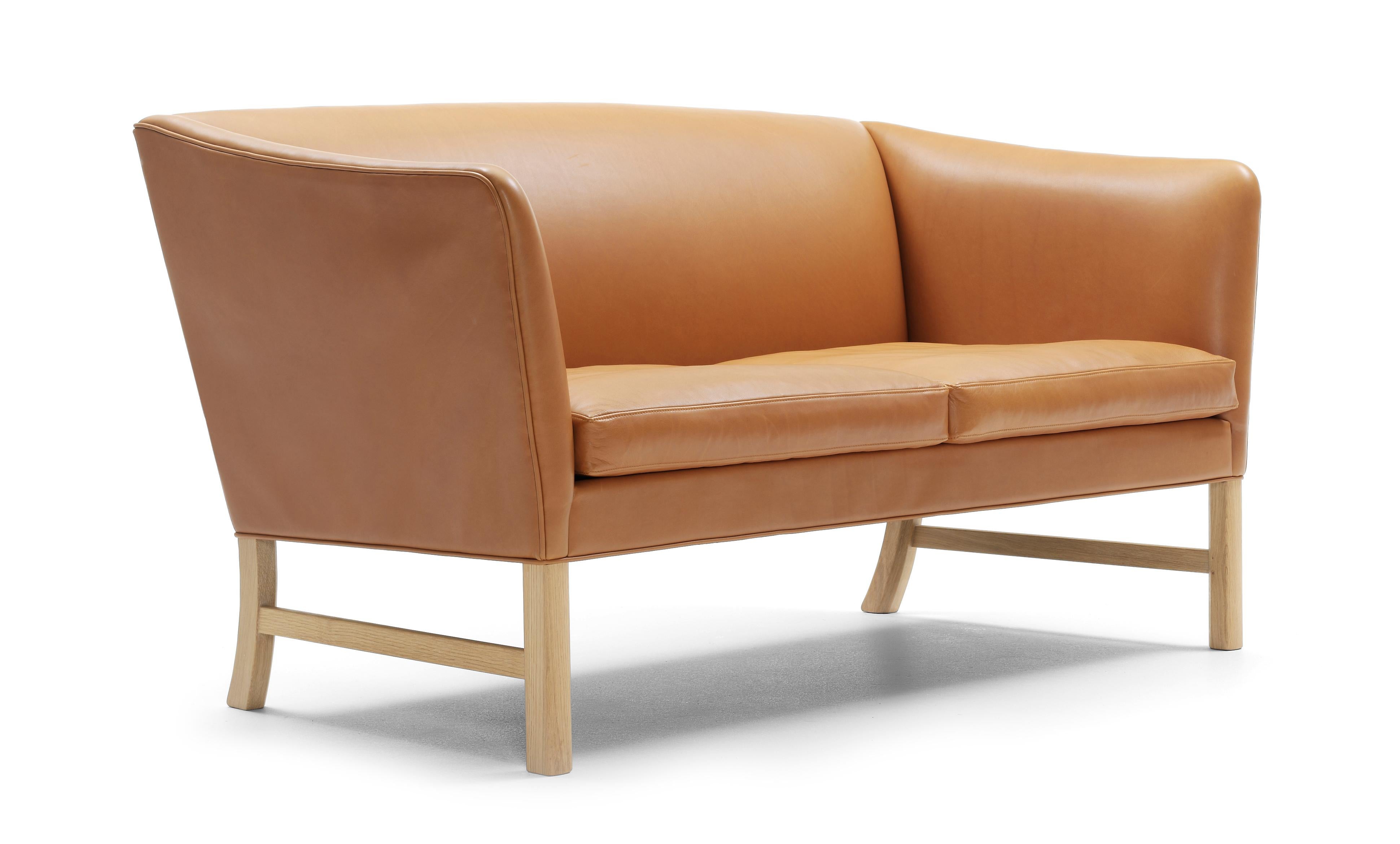 Brown (Sif 95) OW602 Sofa in Oak Soap with Leather Seat by Ole Wanscher 2
