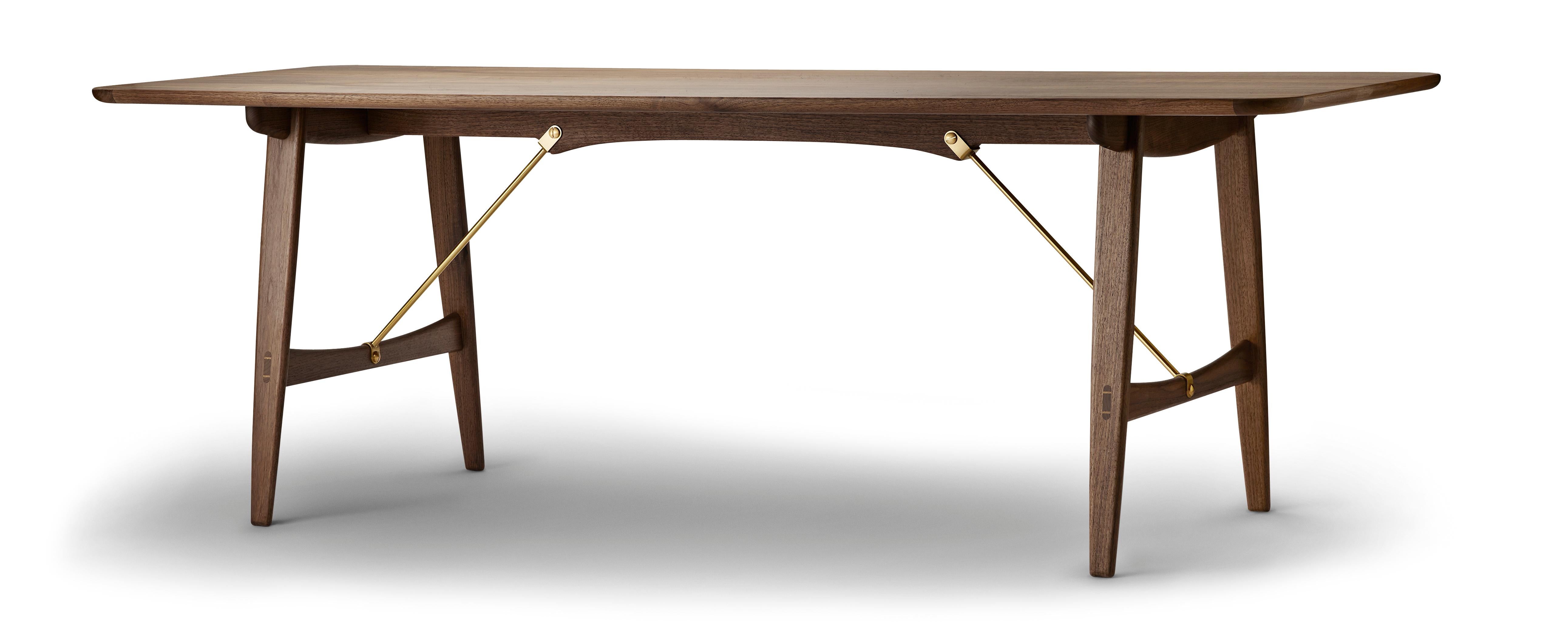 Brown (Walnut Oil) BM1160 Hunting Table in Wood with Brass Cross Bars by Børge Mogensen