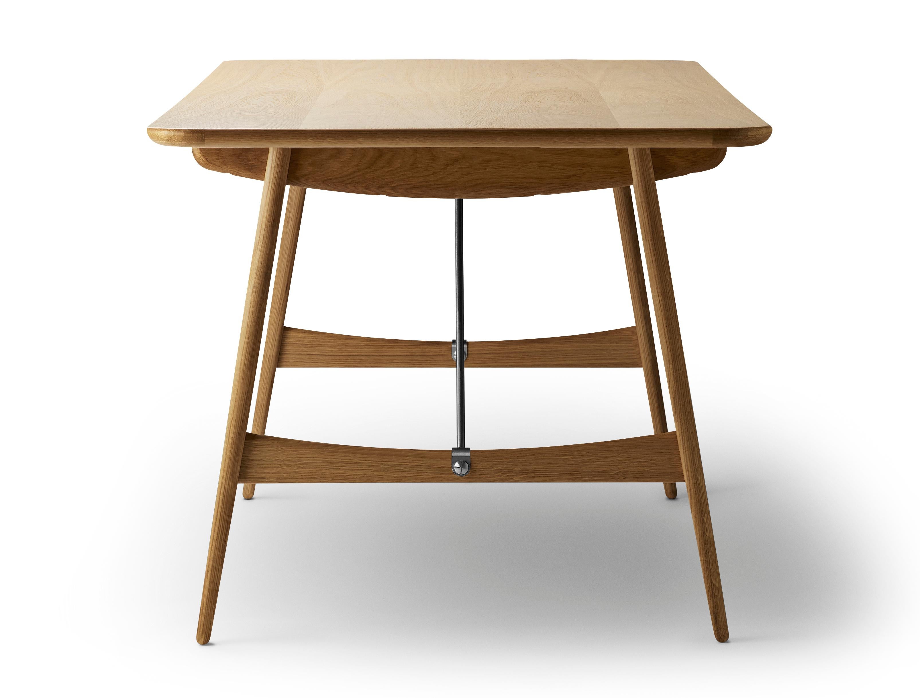 Brown (Oak Oil) BM1160 Hunting Table in Wood with Stainless Steel Cross Bars by Børge Mogensen 2