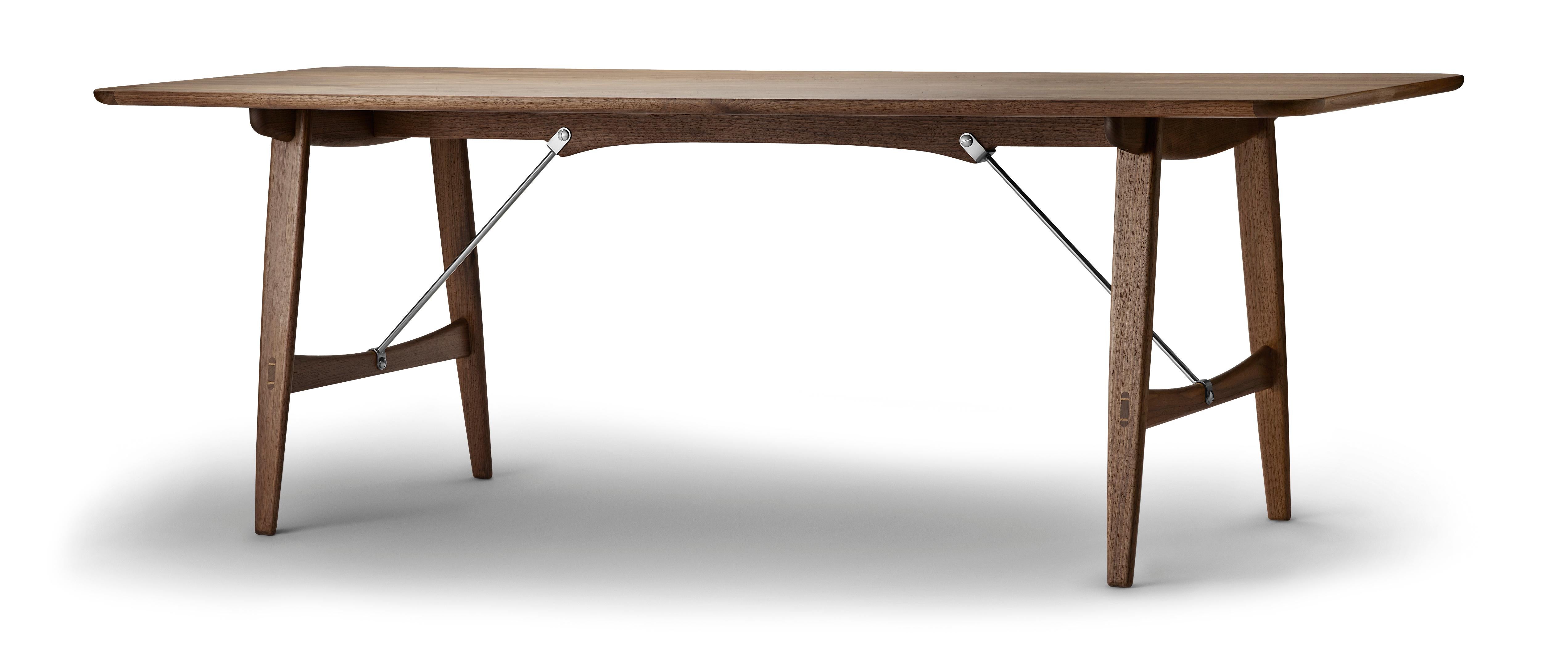 Brown (Walnut Oil) BM1160 Hunting Table in Wood with Stainless Steel Cross Bars by Børge Mogensen