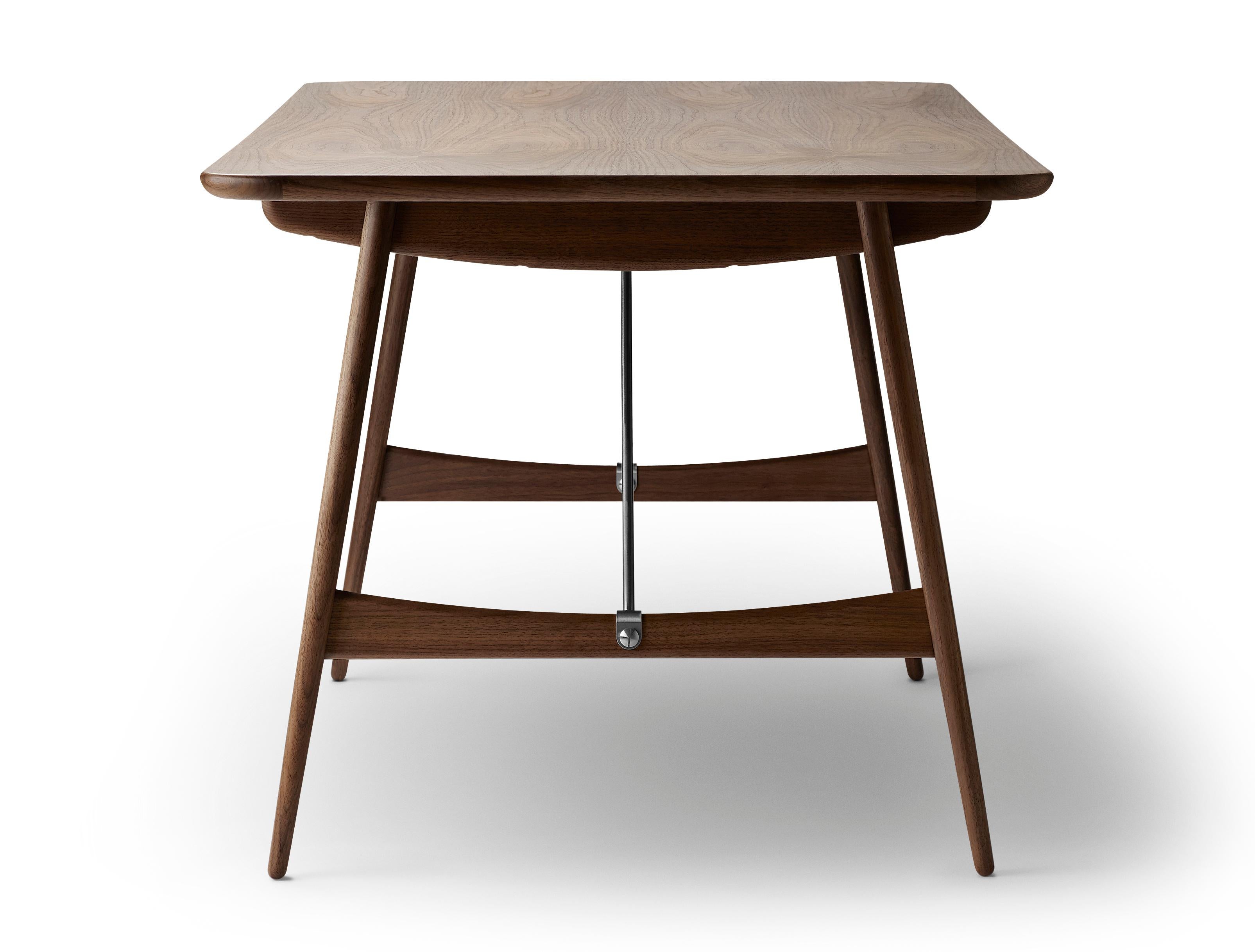 Brown (Walnut Oil) BM1160 Hunting Table in Wood with Stainless Steel Cross Bars by Børge Mogensen 2