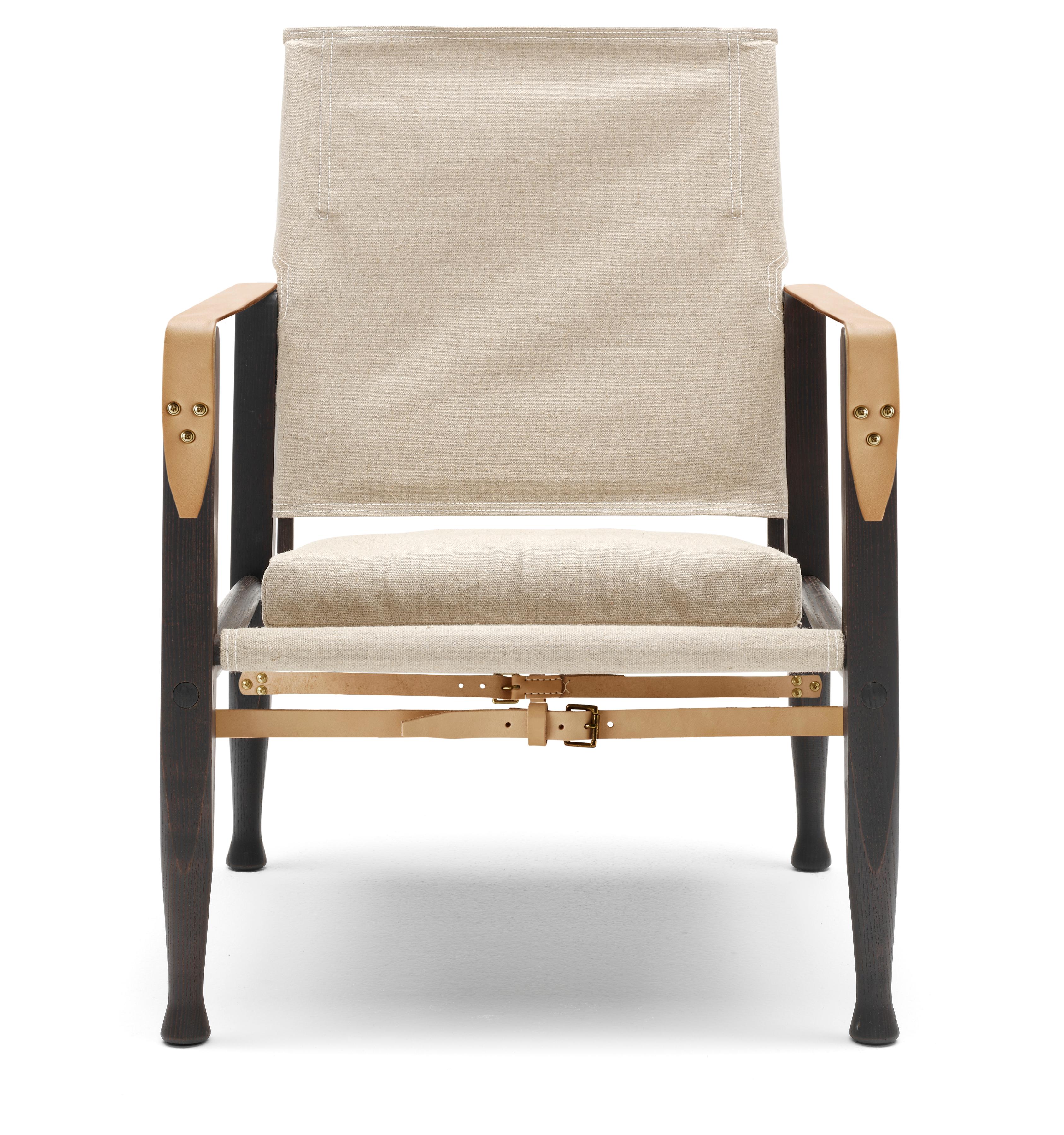 Brown (SAFARICHAIR_CANVASNATURAL) KK47000 Safari Chair in Smoked Stain by Kaare Klint