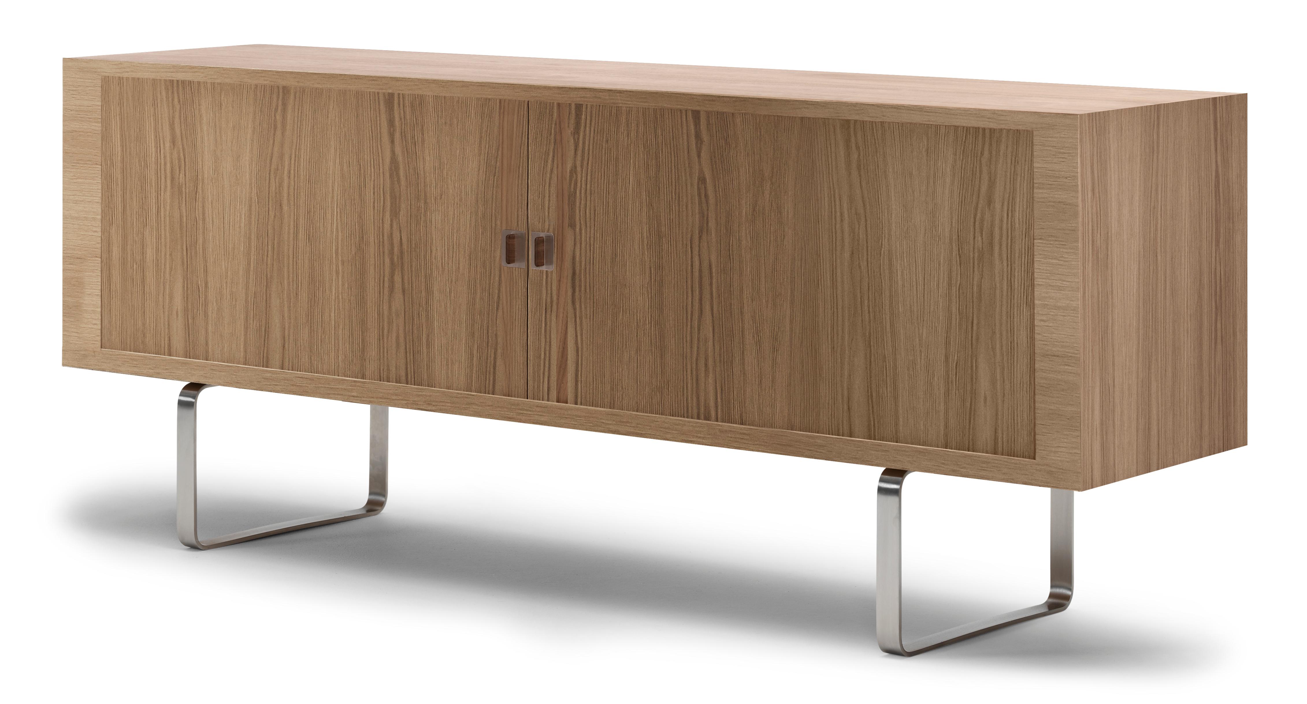 Brown (Oak Oil) CH825 Credenza with Stainless Steel Base by Hans J. Wegner 2