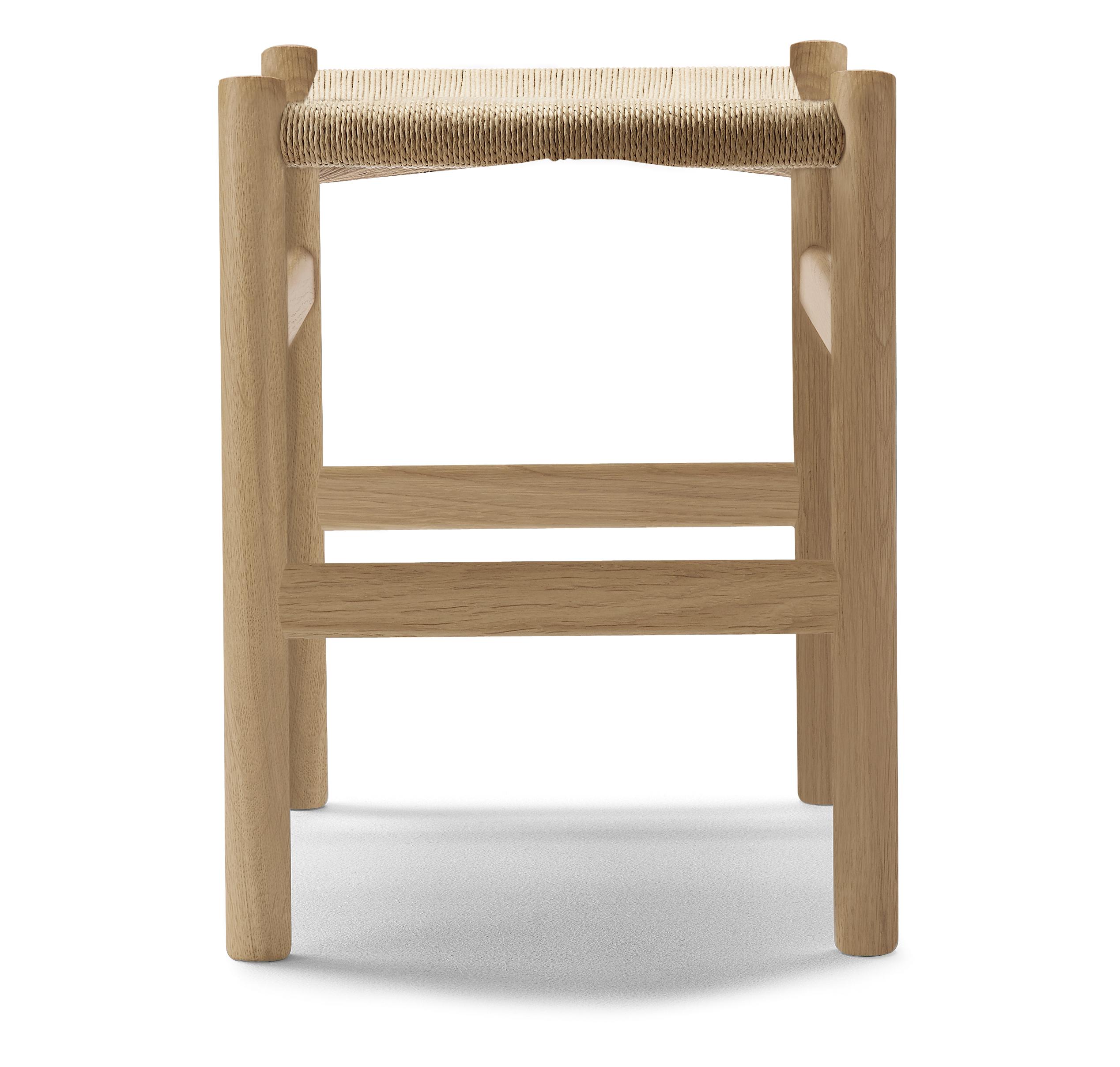 Brown (Oak Soap) CH53 Foot Stool in Wood with Natural Papercord Seat by Hans J. Wegner 2