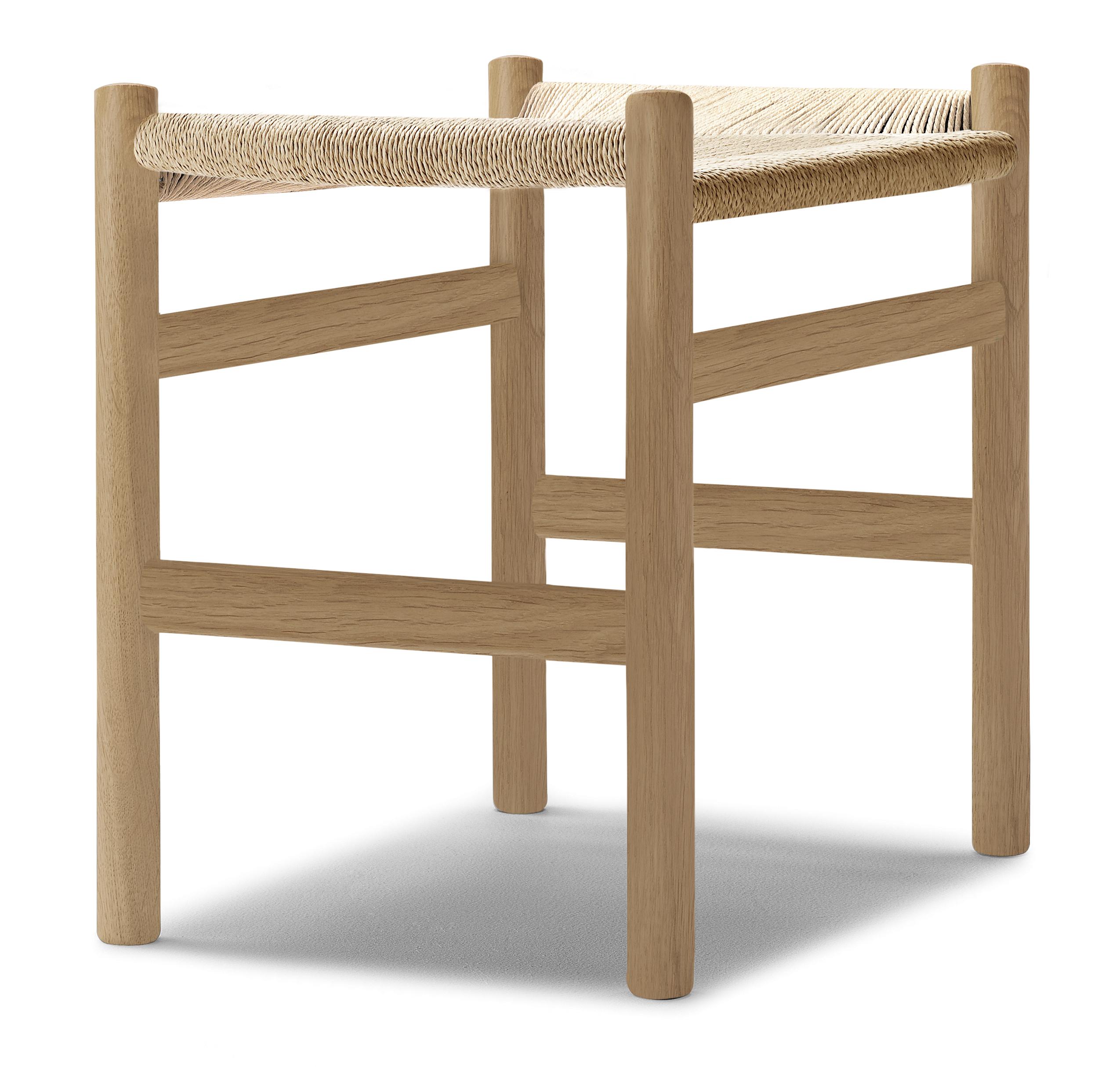 Brown (Oak Soap) CH53 Foot Stool in Wood with Natural Papercord Seat by Hans J. Wegner 3
