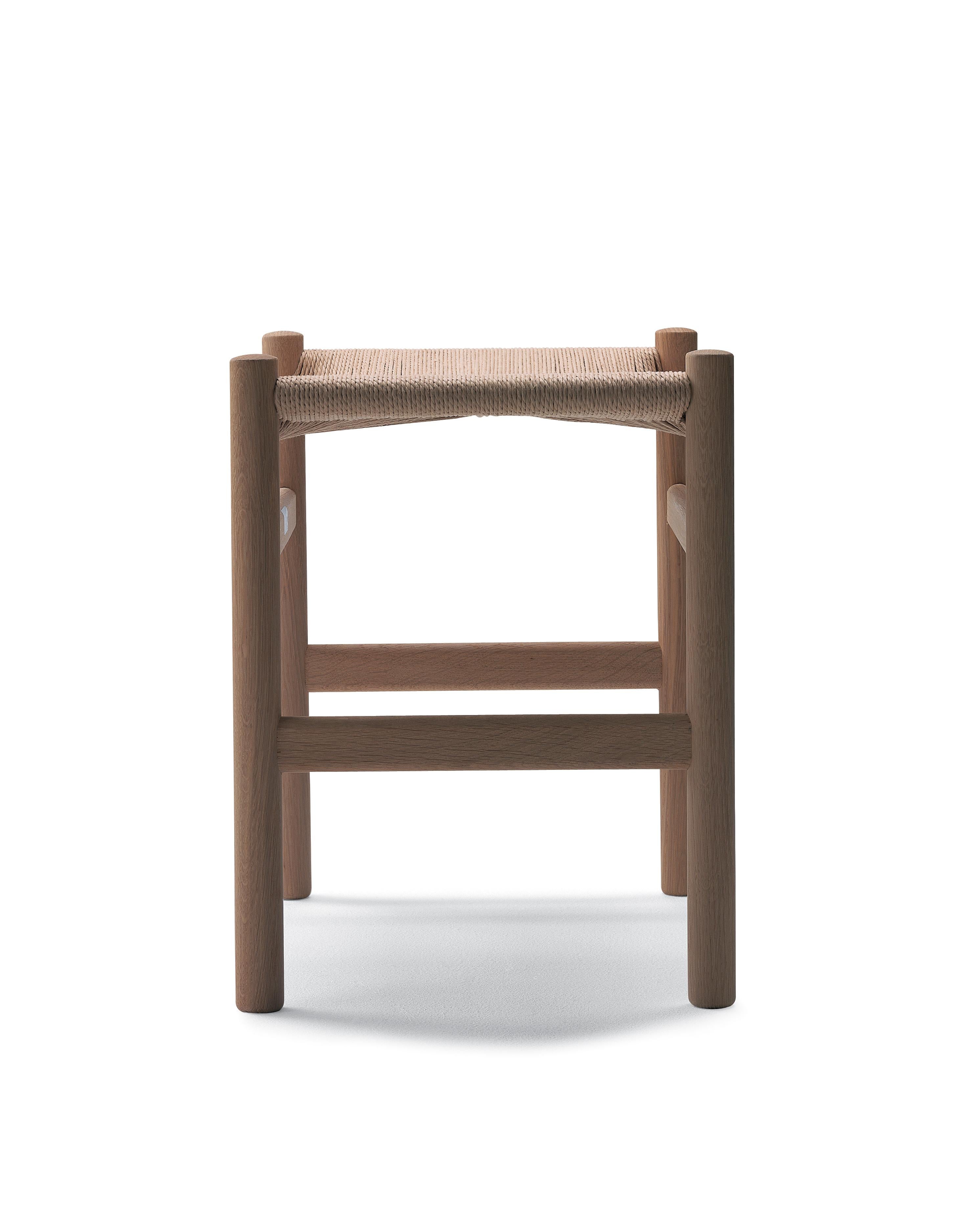Beige (Oak White Oil) CH53 Foot Stool in Wood with Natural Papercord Seat by Hans J. Wegner 2