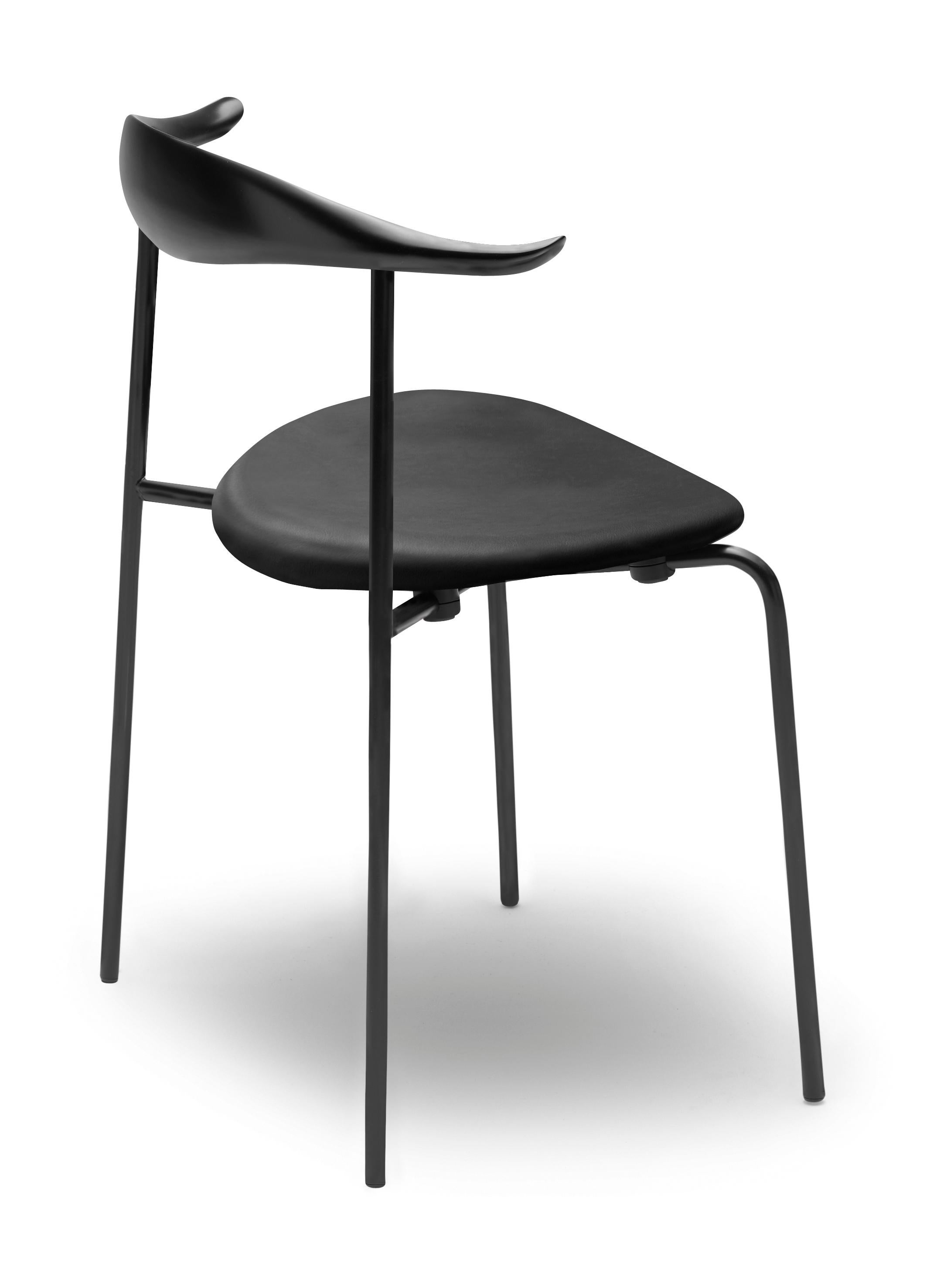 Black (Thor 301) CH88P Dining Chair in Beech Painted Black with Steel Base by Hans J. Wegner 3