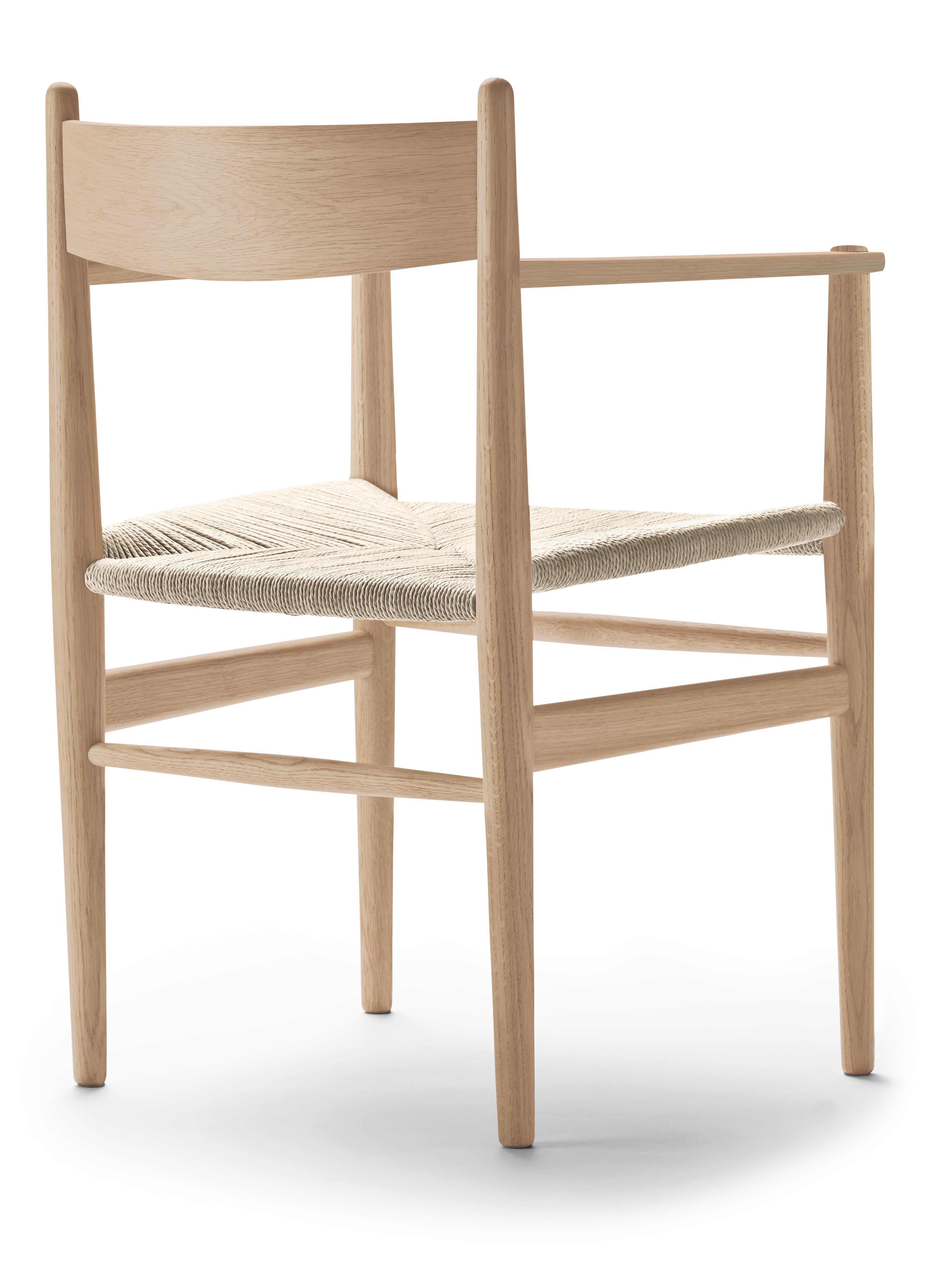 Beige (Oak White Oil) CH37 Dining Chair in Wood Finishes with Natural Papercord Seat by Hans J. Wegner 3