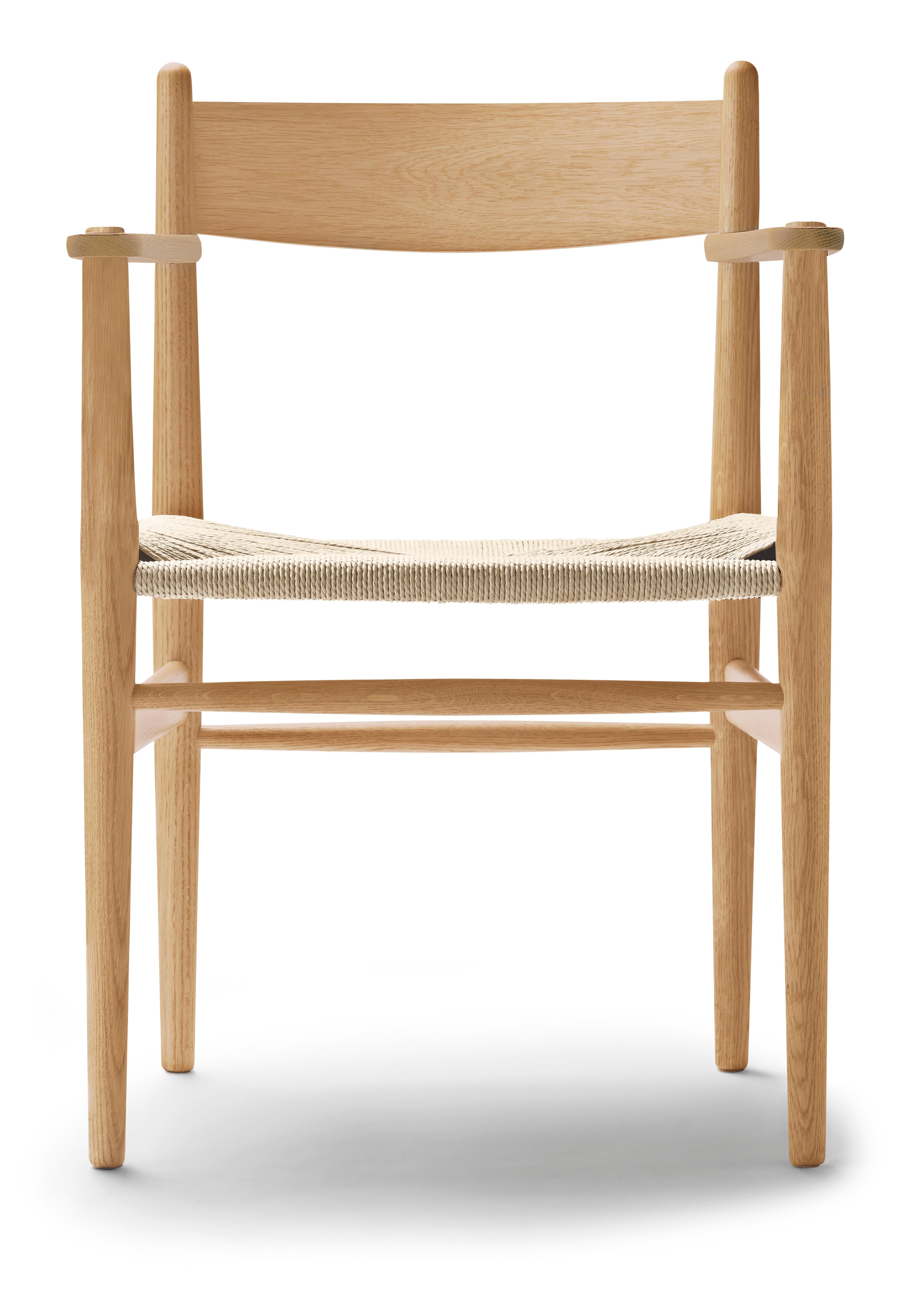 Brown (Oak Oil) CH37 Dining Chair in Wood Finishes with Natural Papercord Seat by Hans J. Wegner