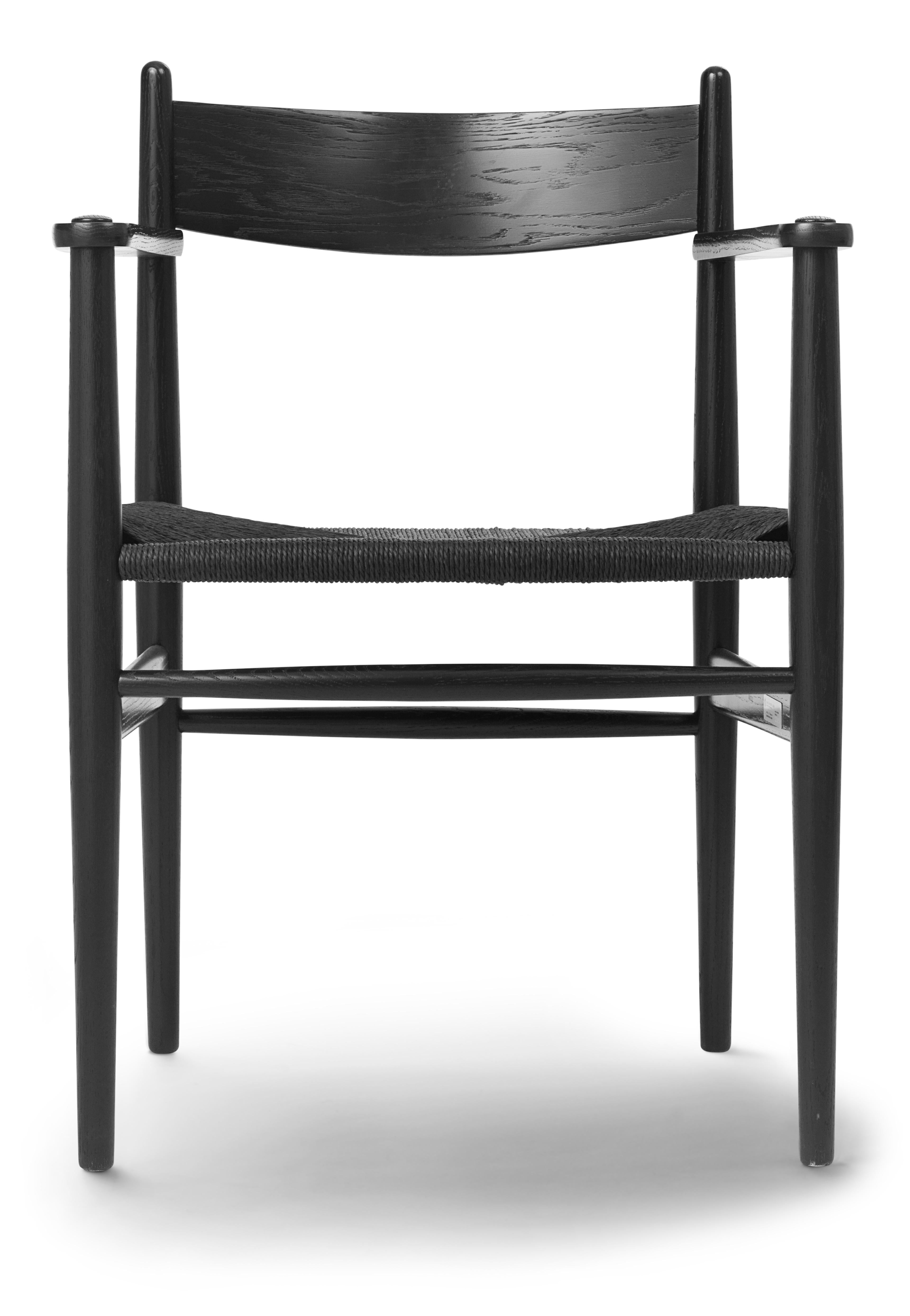 Black (Oak Painted blacks9000-N) CH37 Dining Chair in Wood Finishes with Black Papercord Seat by Hans J. Wegner 2