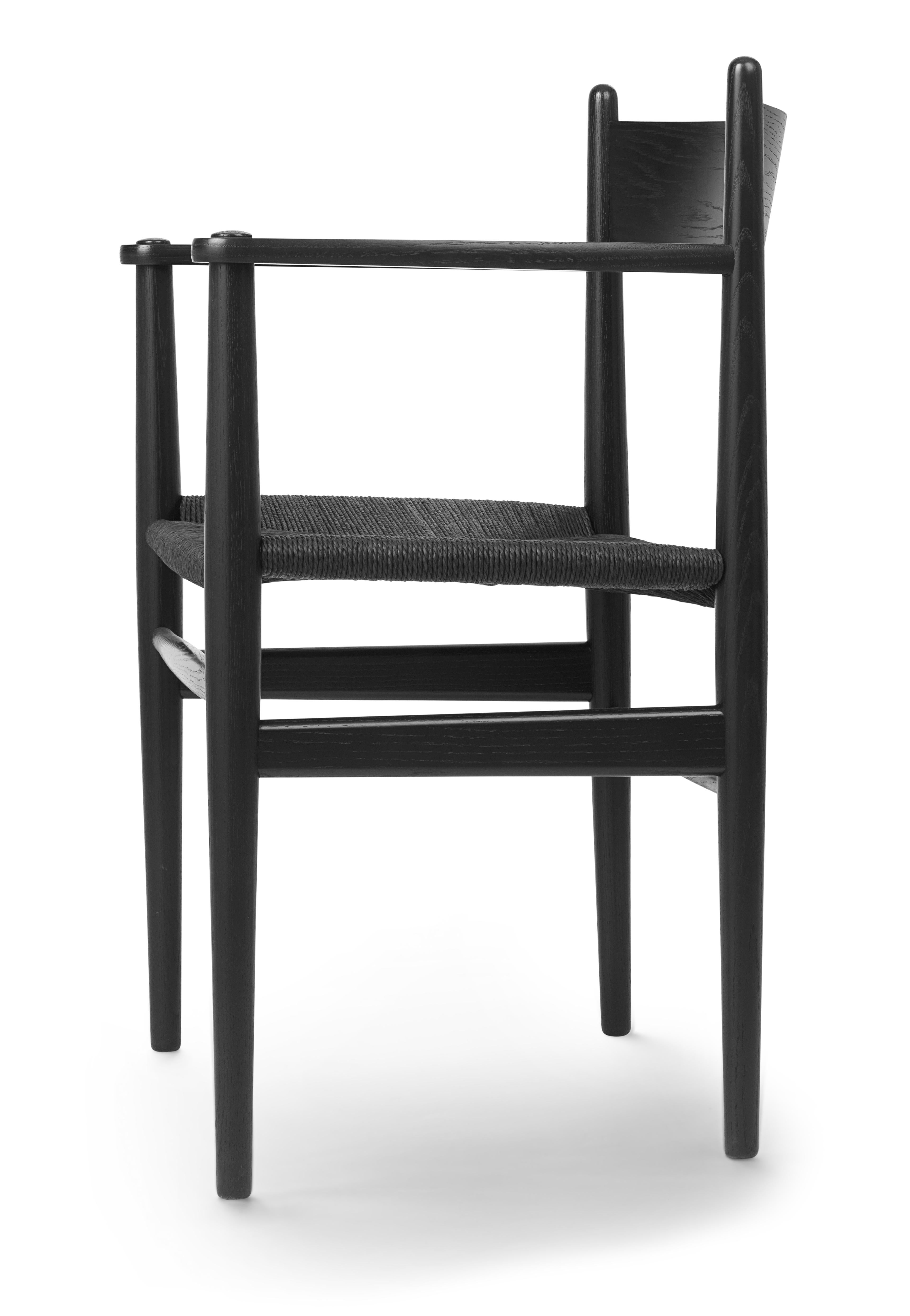 Black (Oak Painted blacks9000-N) CH37 Dining Chair in Wood Finishes with Black Papercord Seat by Hans J. Wegner 3