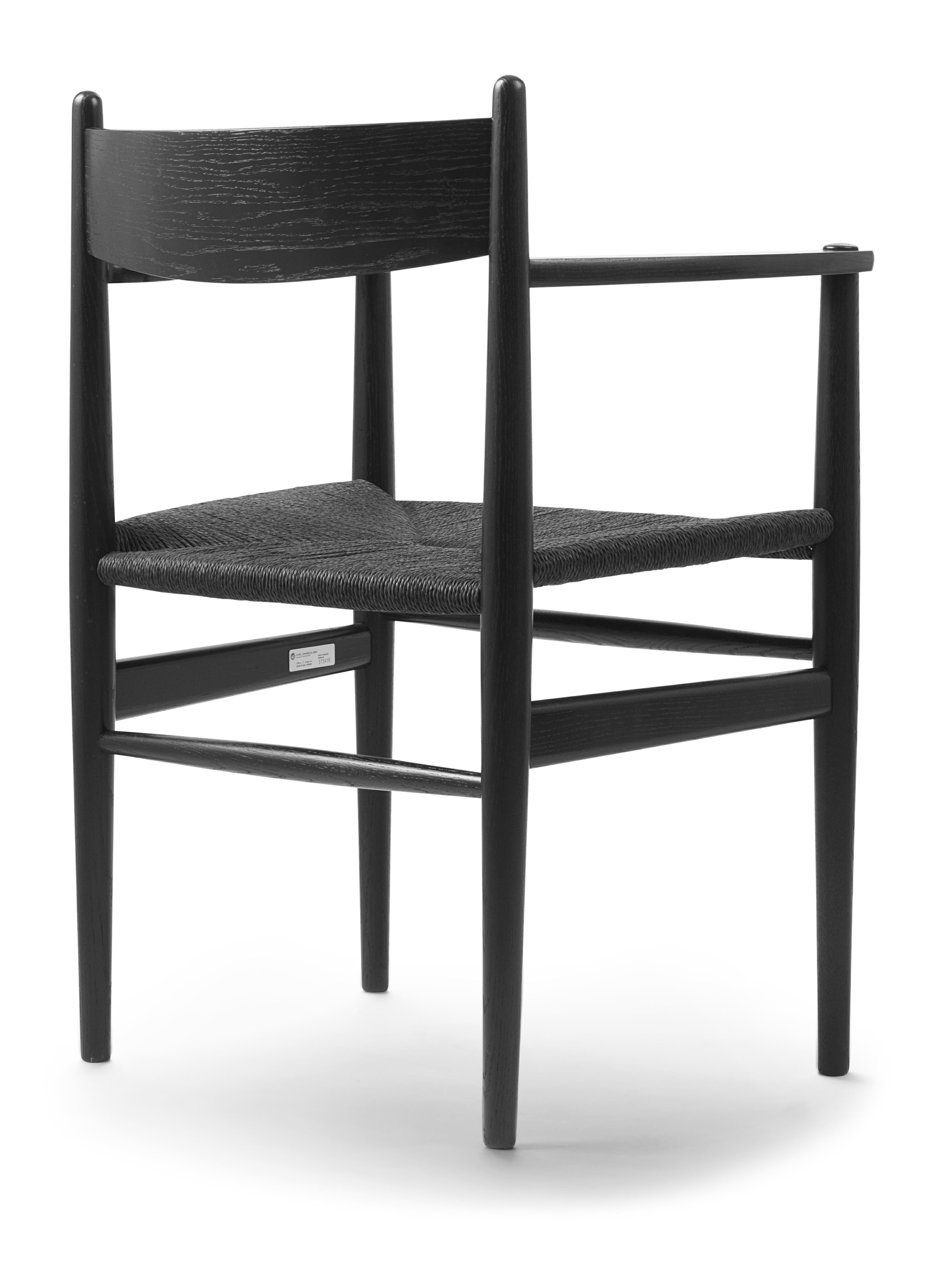 Black (Oak Painted blacks9000-N) CH37 Dining Chair in Wood Finishes with Black Papercord Seat by Hans J. Wegner 4