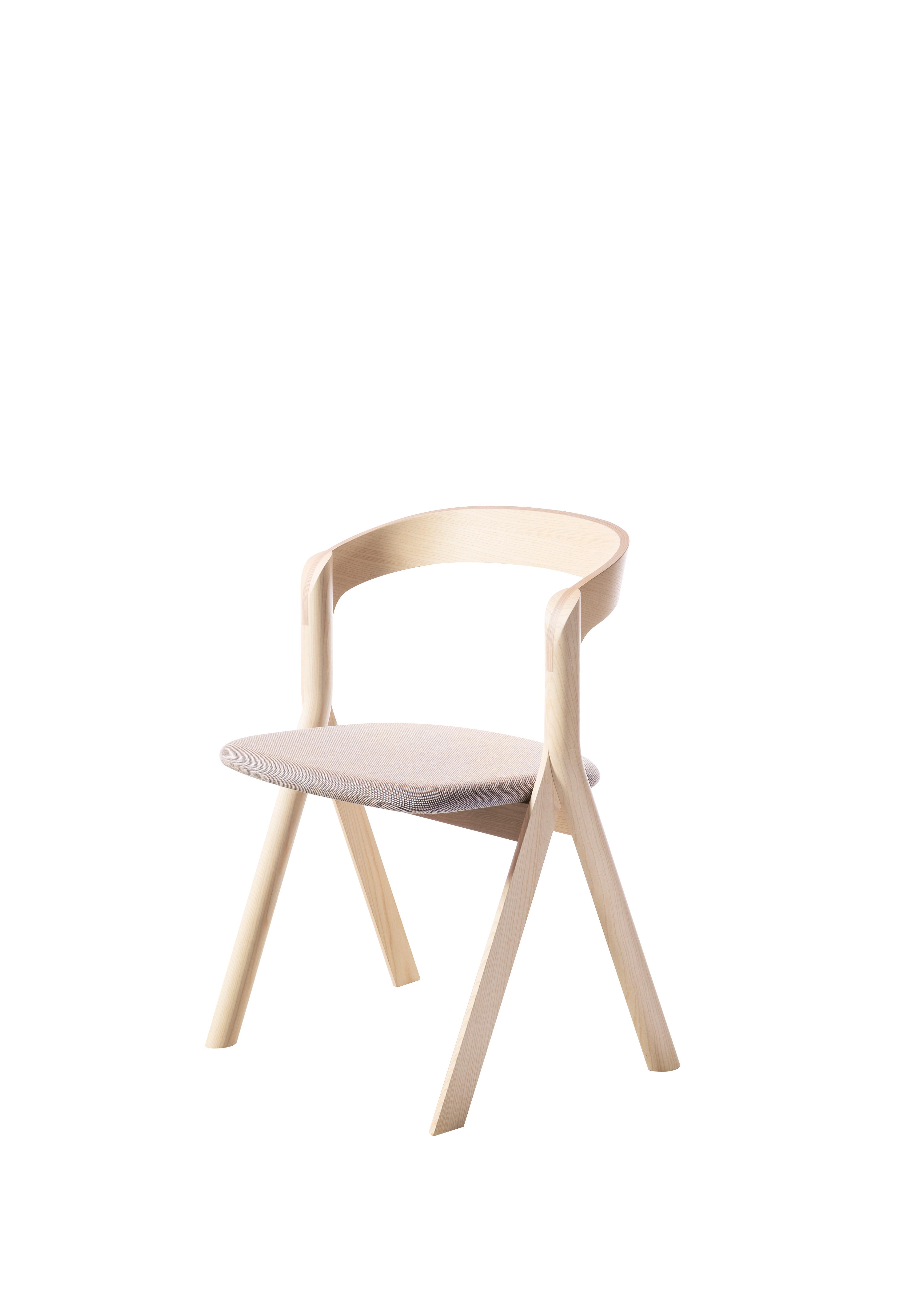 For Sale: Beige (Ash Wood) Diverge Chair in Wood Structure, Dove Gray Cushion, by Skrivo Design