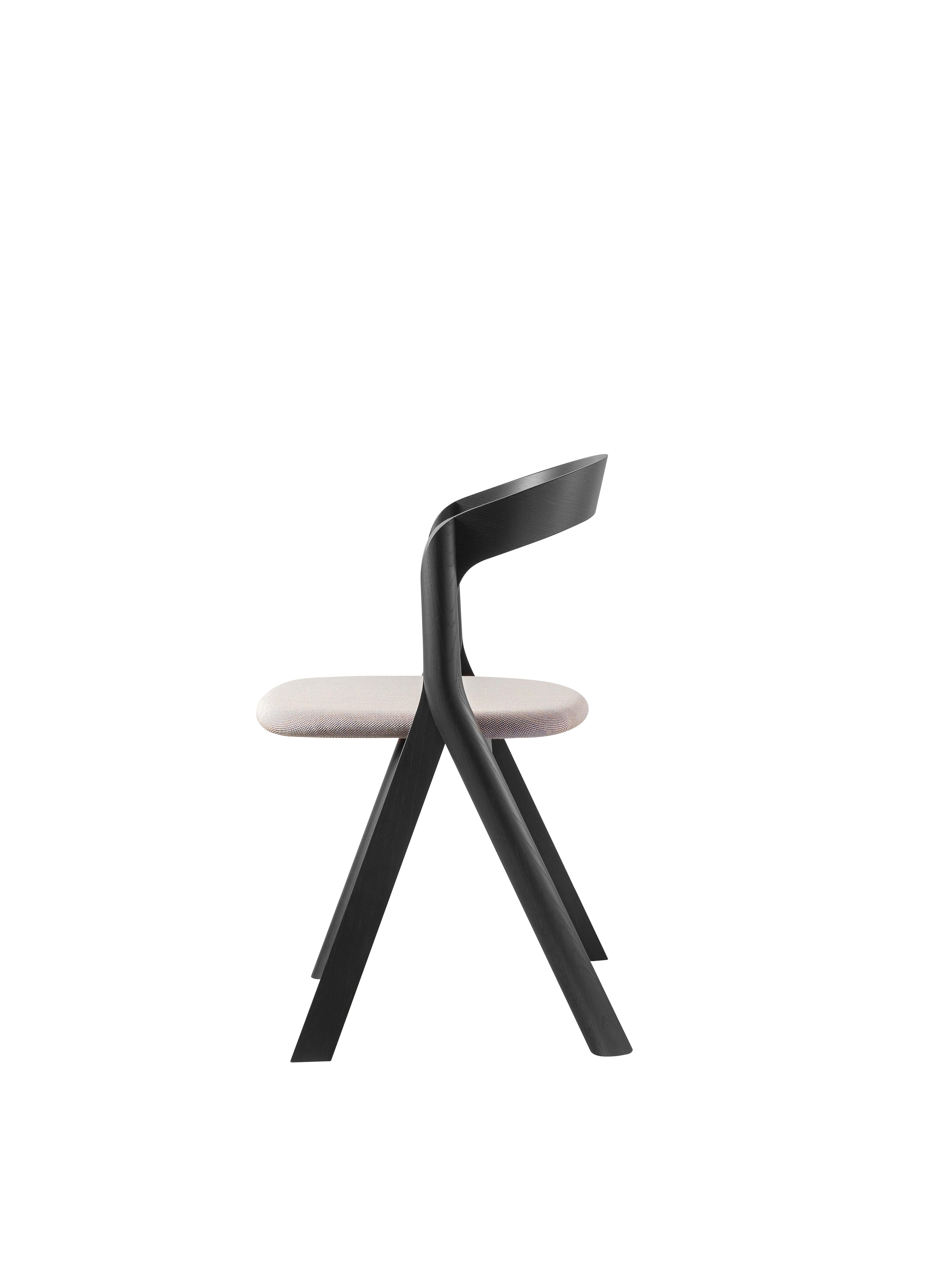 For Sale: Black (Black Ash) Diverge Chair in Wood Structure, Dove Gray Cushion, by Skrivo Design 2
