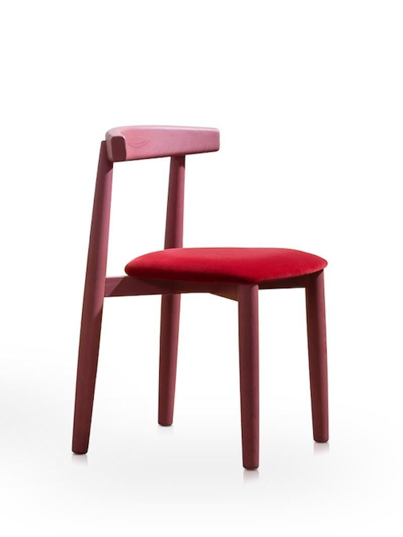 For Sale: Red (Regal Velvet Red) Claretta Bold Chair in Matching Aniline Base, Upholstery Seat, by Florian Schmid