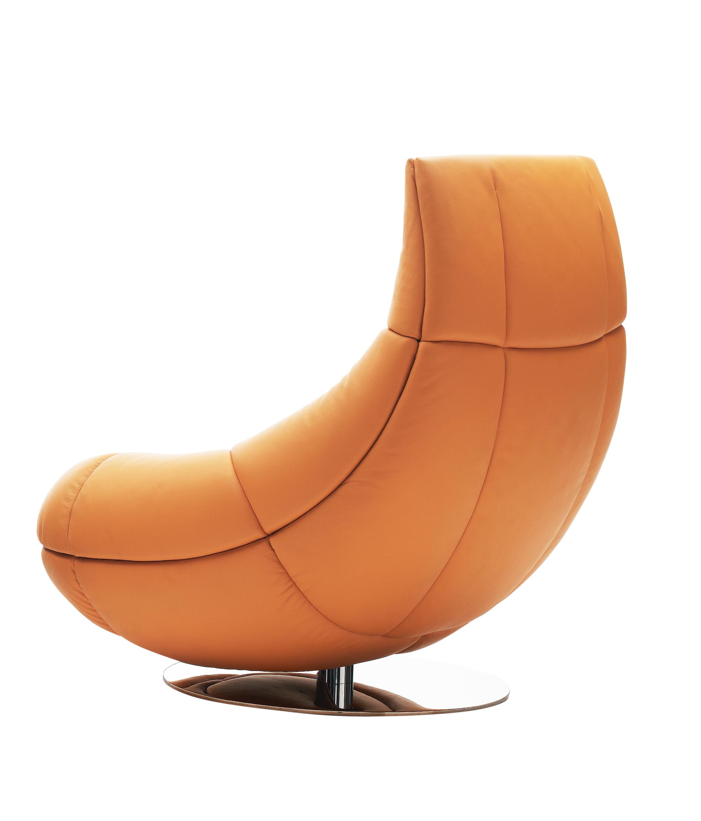 Orange (Teak) De Sede Swivel Lounge Chair with Tilt by Hugo De Ruiter