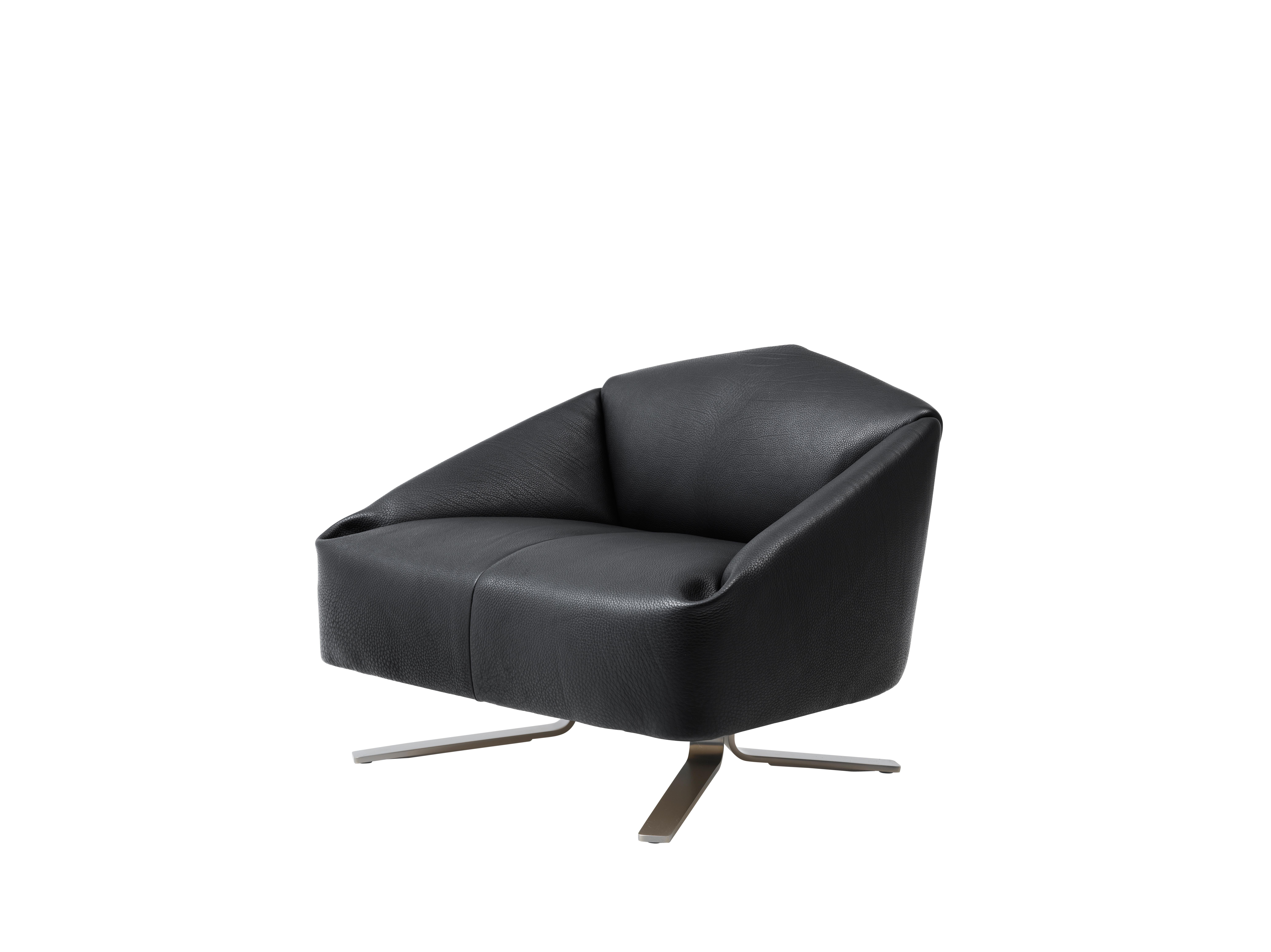 For Sale: Black (NECK Black) De Sede Wide Leather Folds Armchair by Alfredo Häberli 2