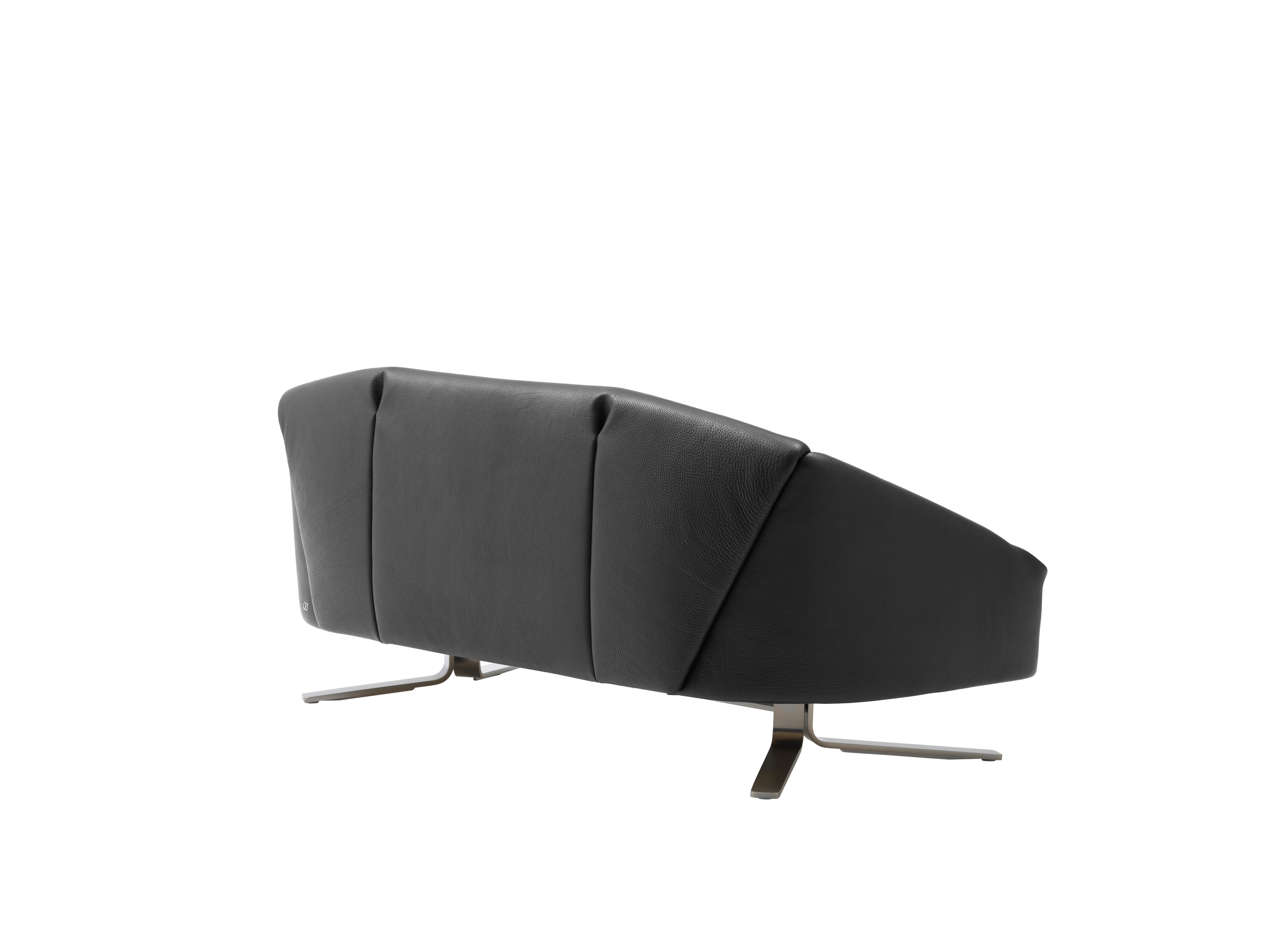 For Sale: Black (NECK Black) De Sede Leather Folds Sofa by Alfredo Häberli 3