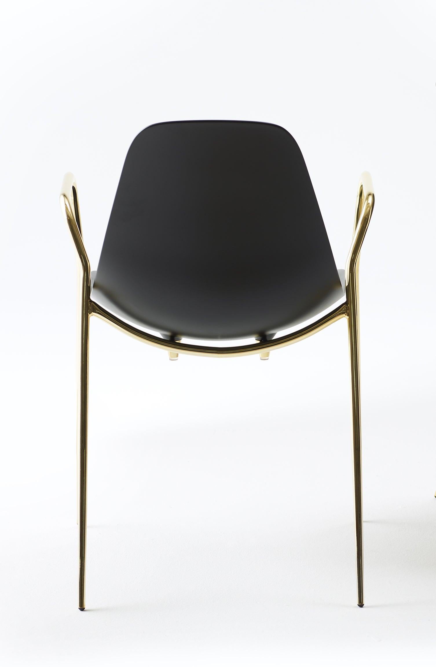 For Sale: Black (Black with Gold Structure) Opinion Ciatti Mammamia Stackable Chair with Armrests Set of 2 2