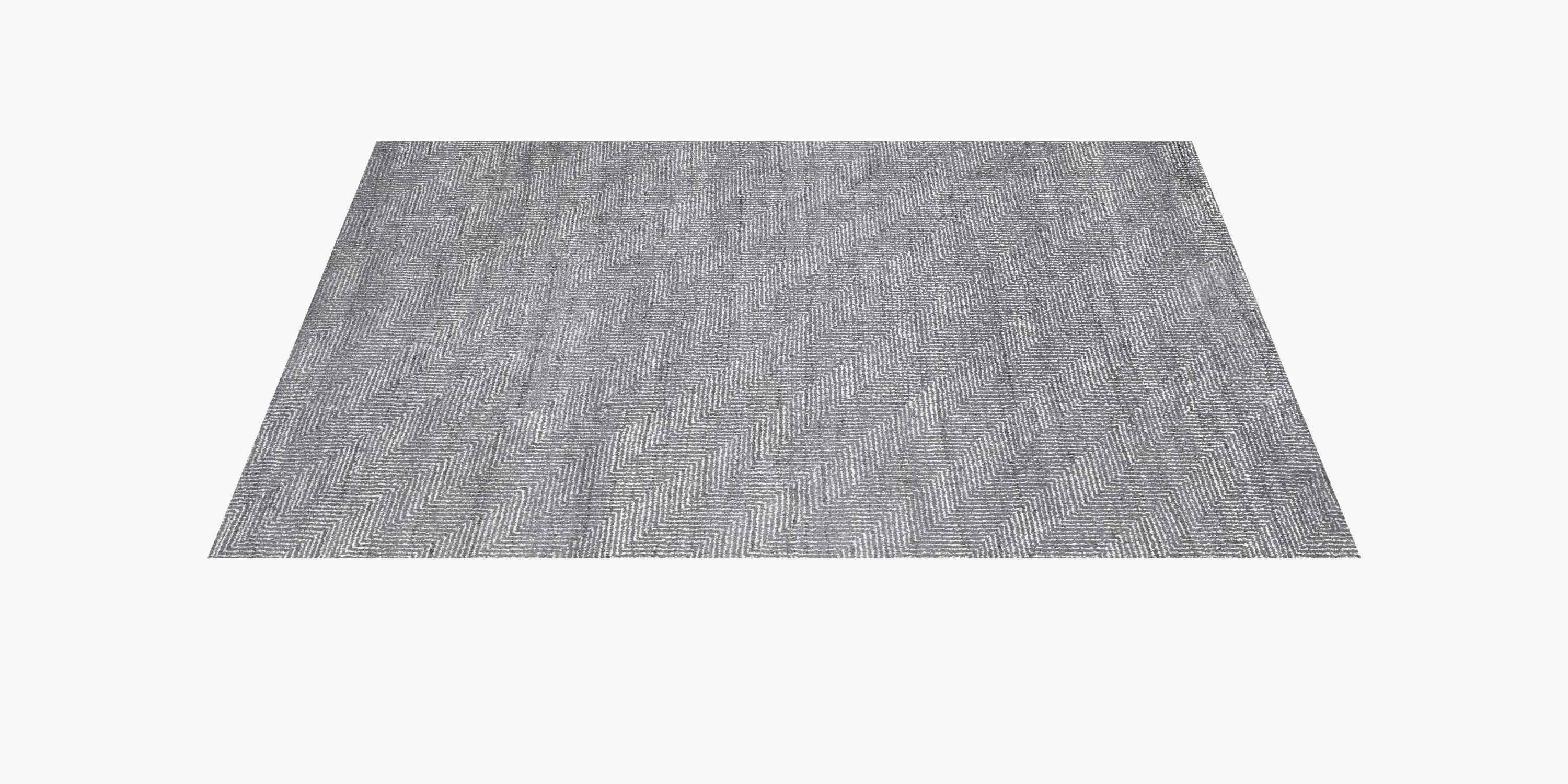 For Sale: Gray (Ash/Silver) Ben Soleimani Vello Rug– Hand-knotted Wool + Viscose Ash/Silver 6'x9' 2