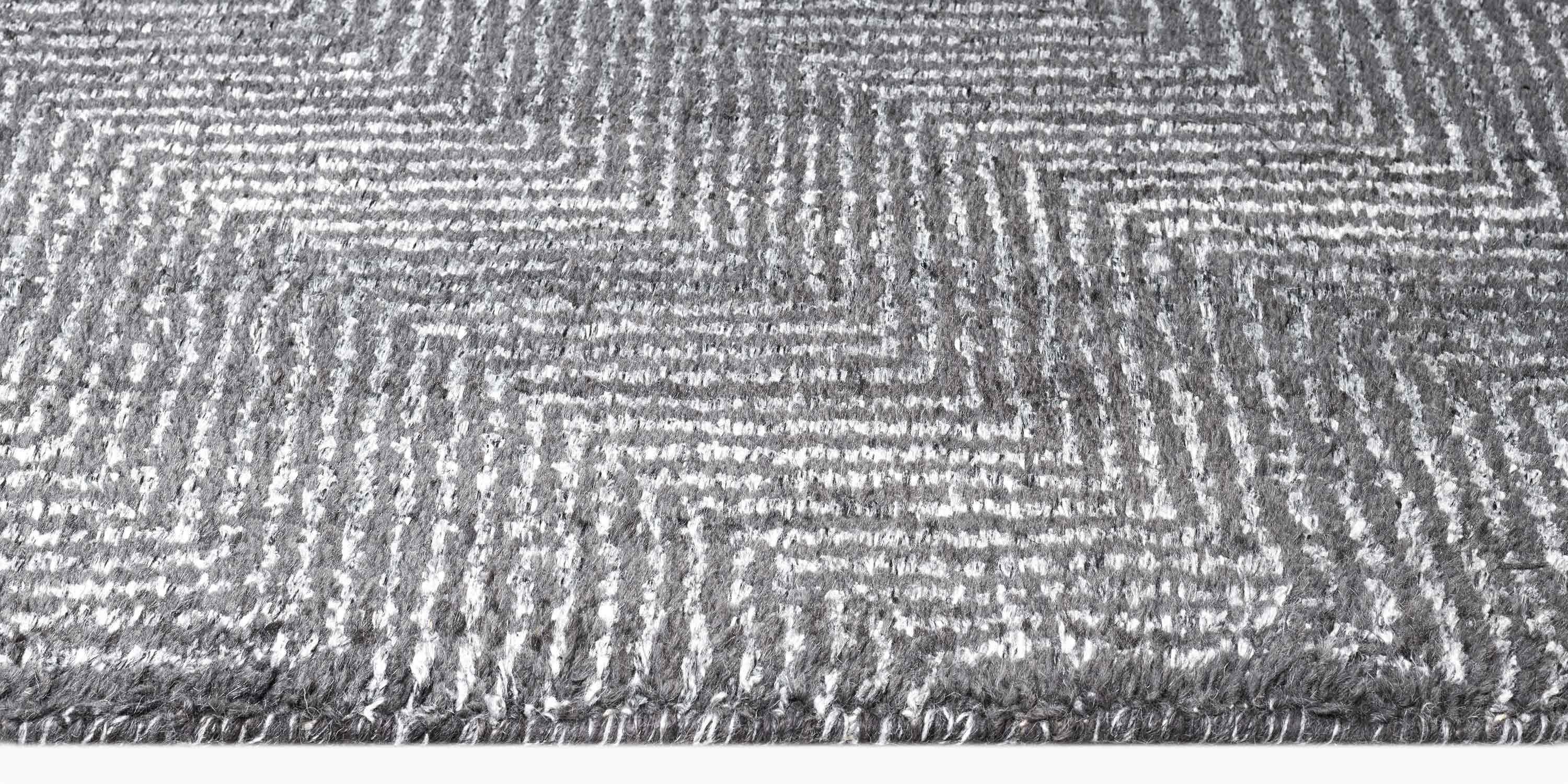 For Sale: Gray (Ash/Silver) Ben Soleimani Vello Rug– Hand-knotted Wool + Viscose Ash/Silver 6'x9' 3