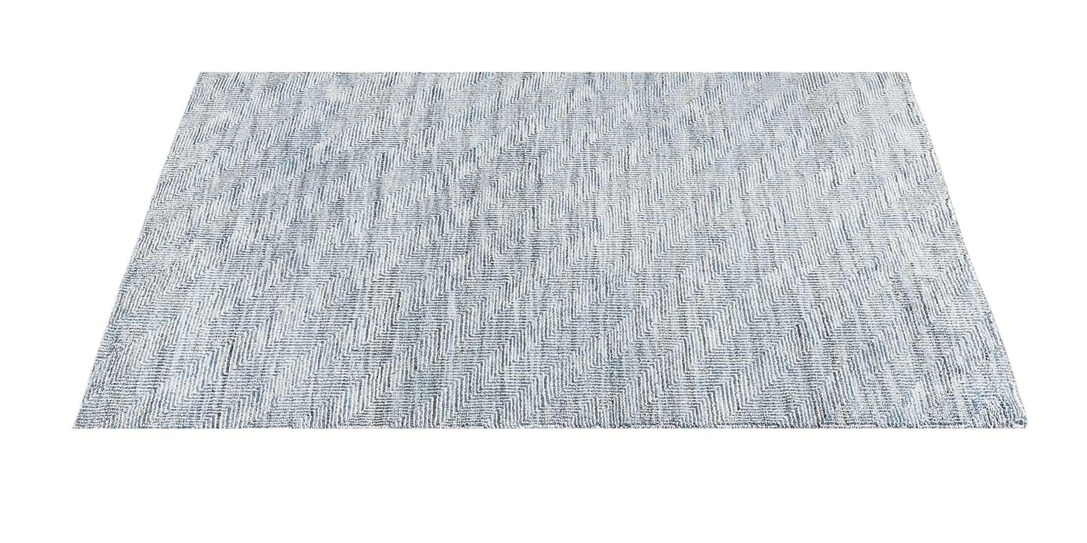 For Sale: Blue (Azure) Ben Soleimani Vello Rug– Hand-knotted Wool + Viscose Ash/Silver 6'x9' 2