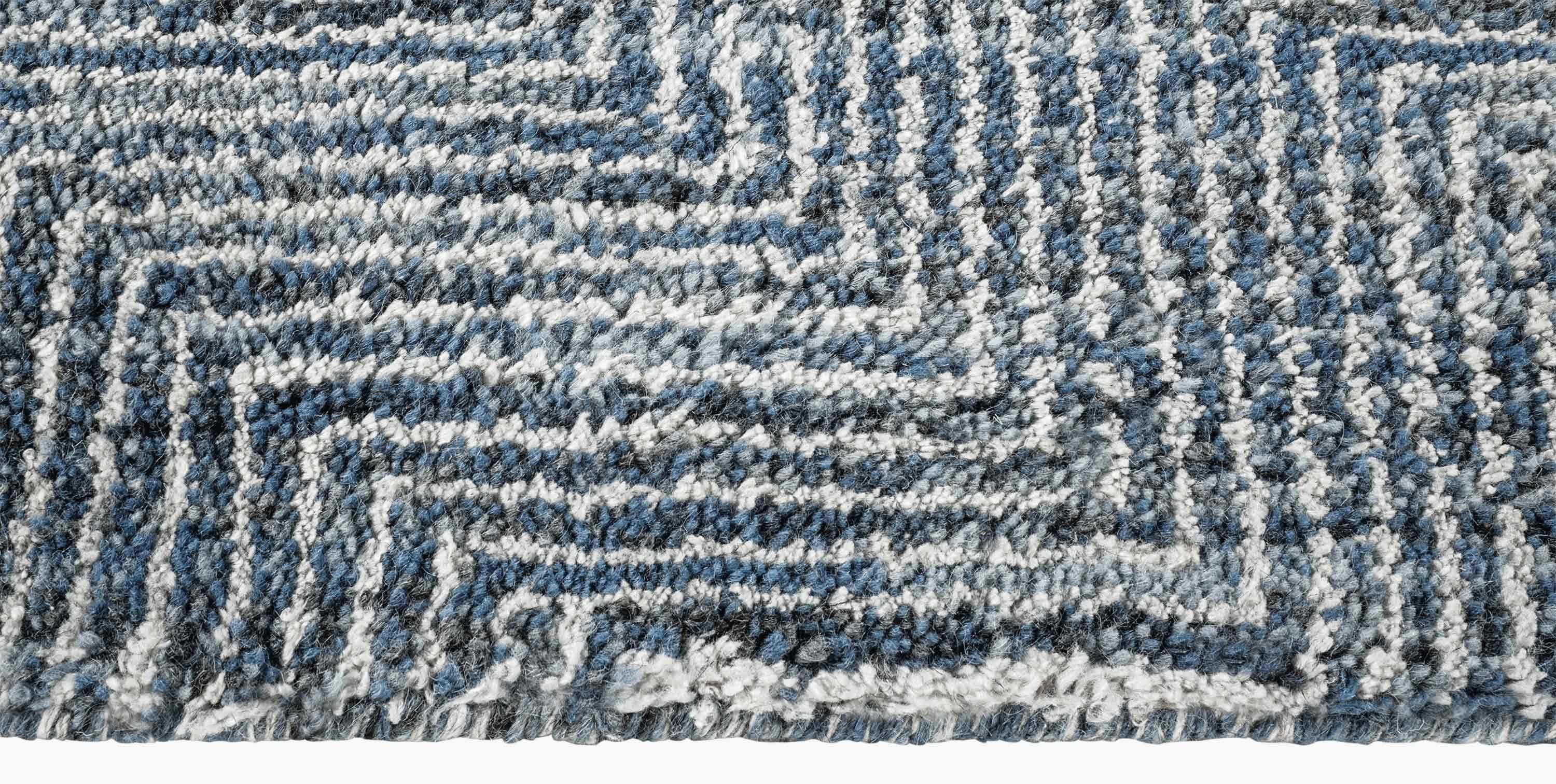 For Sale: Blue (Azure) Ben Soleimani Vello Rug– Hand-knotted Wool + Viscose Ash/Silver 6'x9' 3
