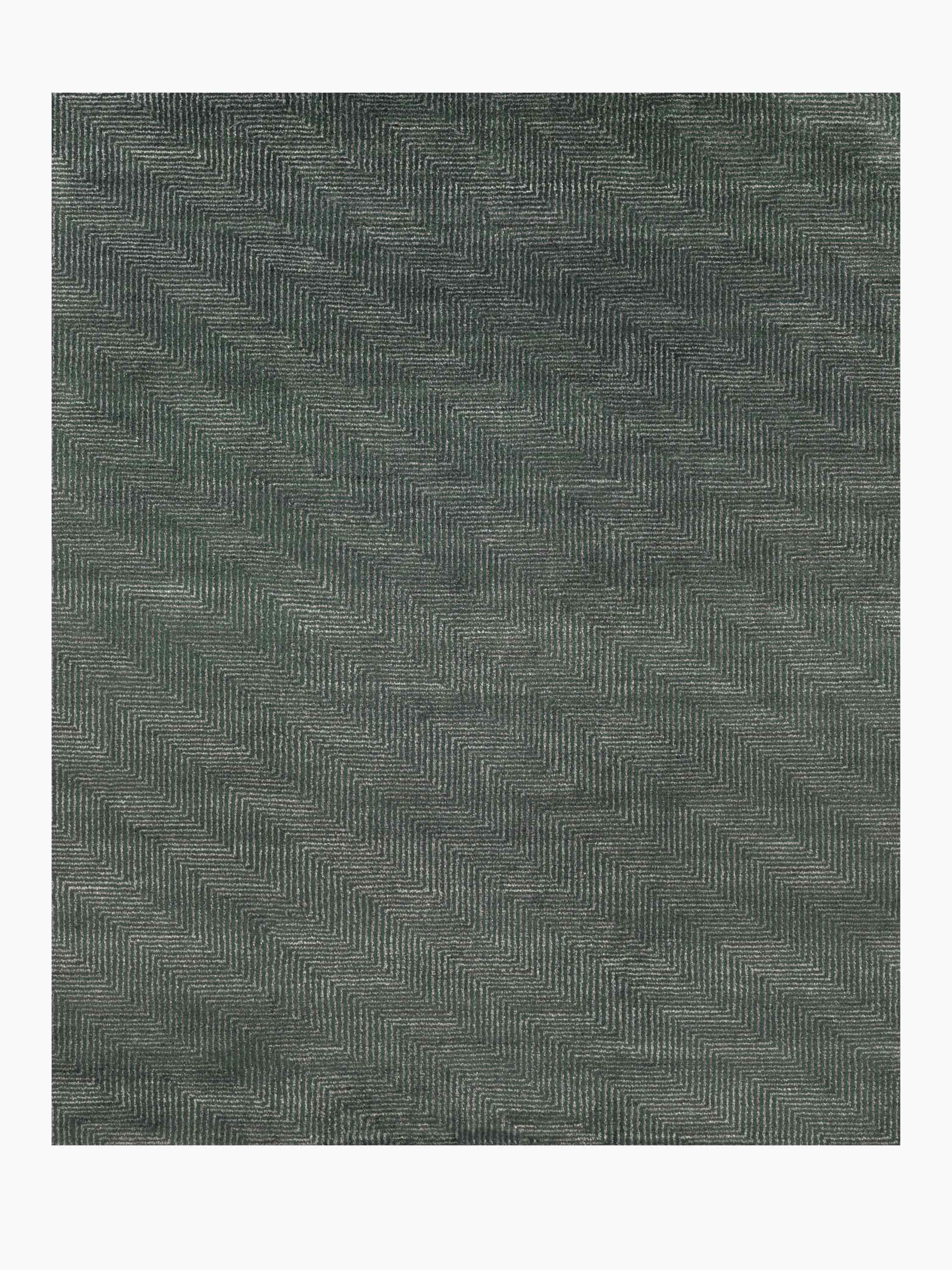 For Sale: Green (Emerald) Ben Soleimani Vello Rug– Hand-knotted Wool + Viscose Ash/Silver 6'x9'