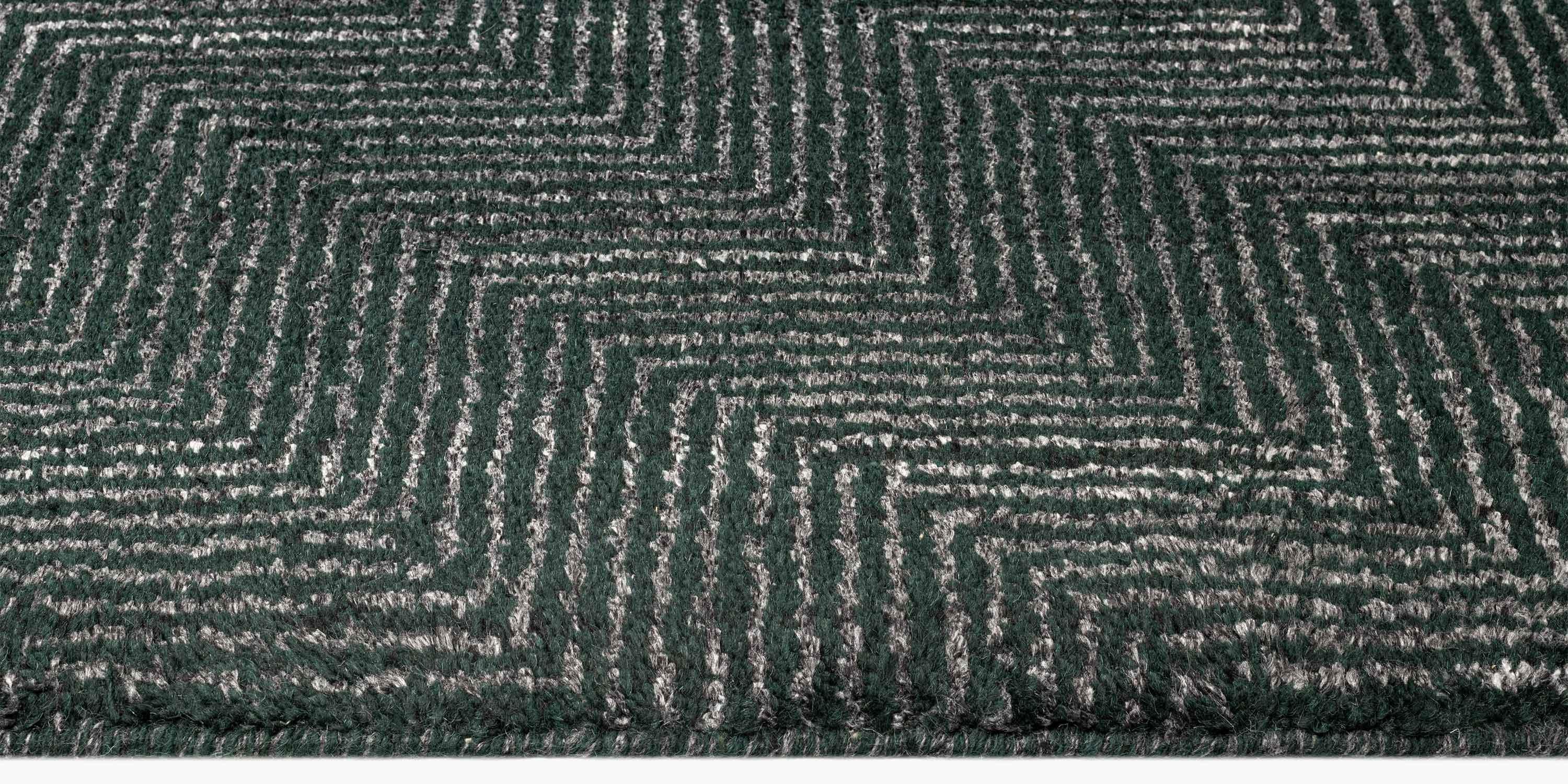 For Sale: Green (Emerald) Ben Soleimani Vello Rug– Hand-knotted Wool + Viscose Ash/Silver 6'x9' 3
