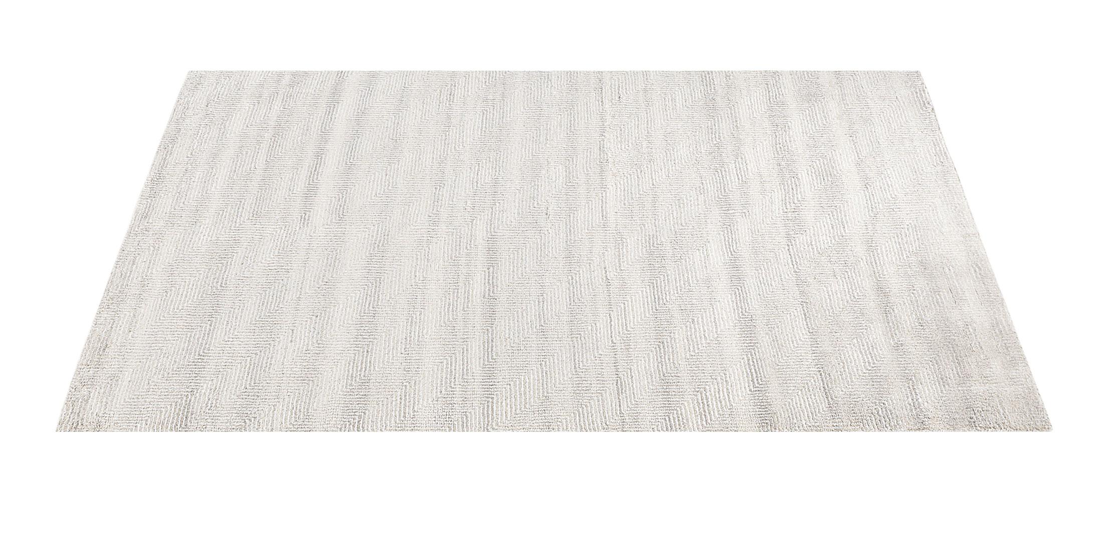 For Sale: Beige (Sand) Ben Soleimani Vello Rug– Hand-knotted Wool + Viscose Ash/Silver 6'x9' 2