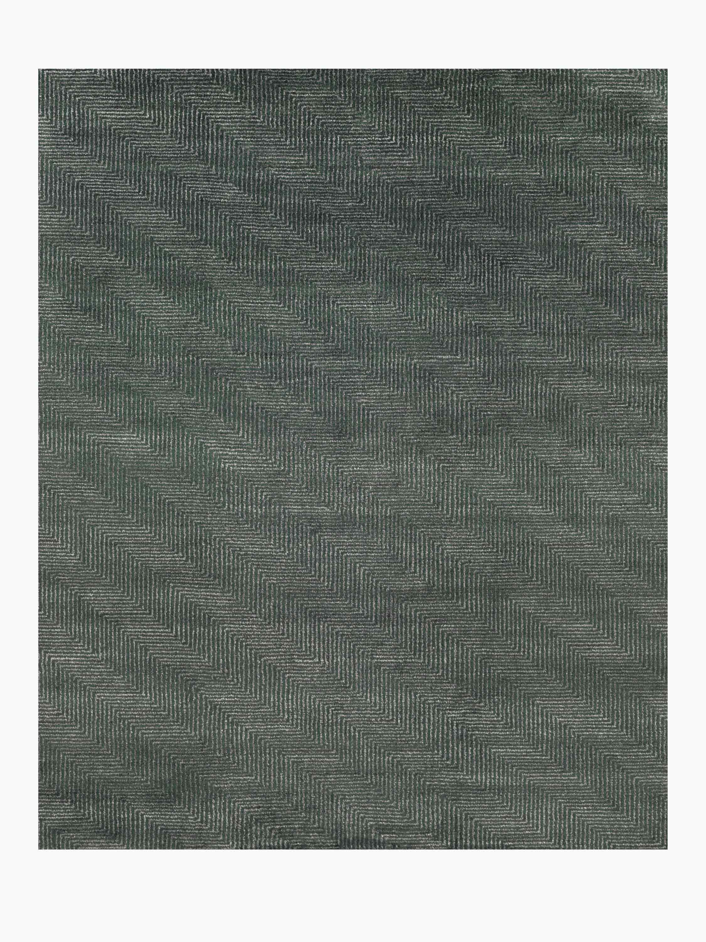 For Sale: Green (Emerald) Ben Soleimani Vello Rug– Hand-knotted Wool + Viscose Ash/Silver 10'x14'