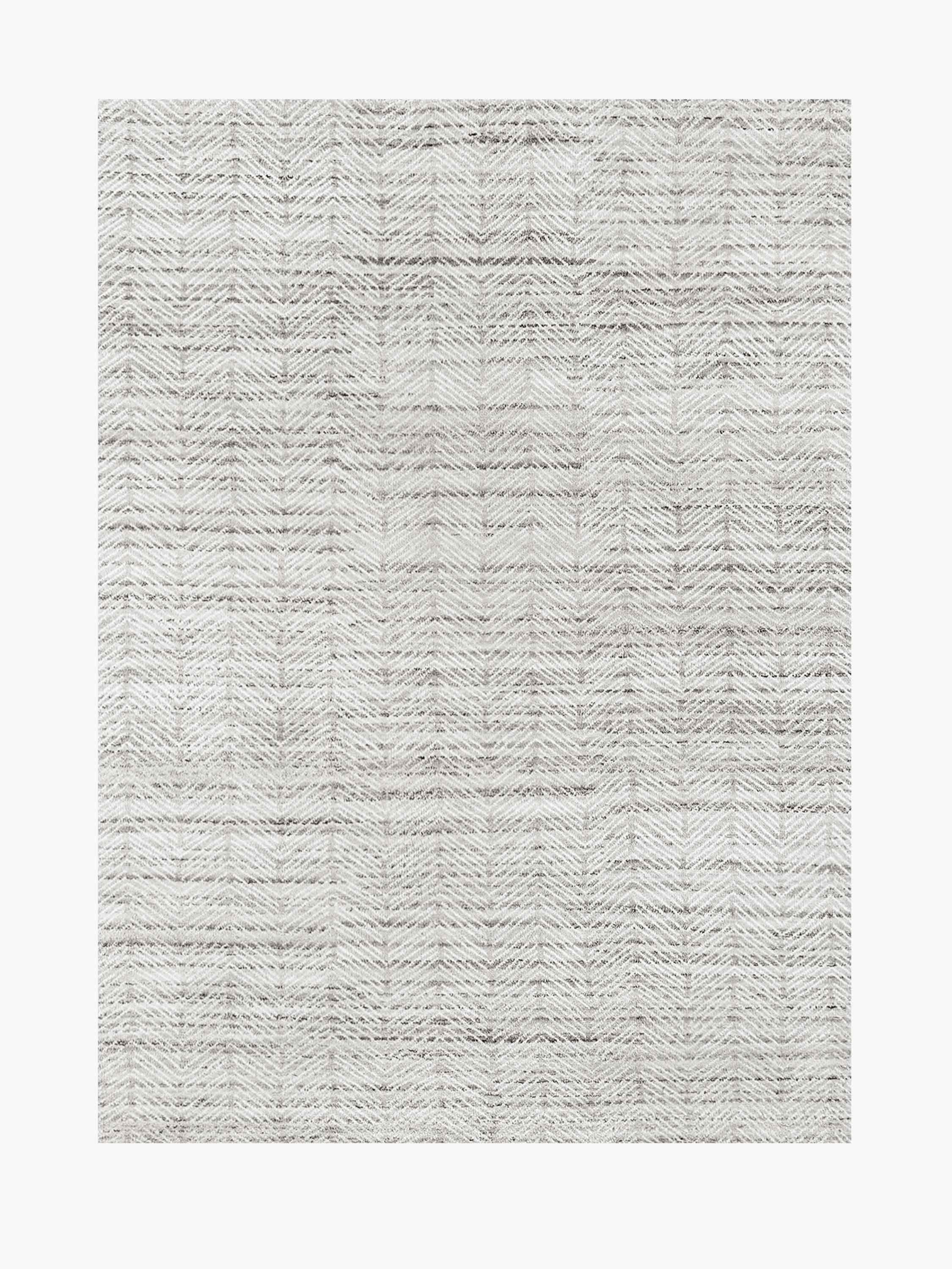 For Sale: Gray (Silver/White) Ben Soleimani Alia Rug– Hand-woven Chevron Wool + Viscose Black/Gray 8'x10'