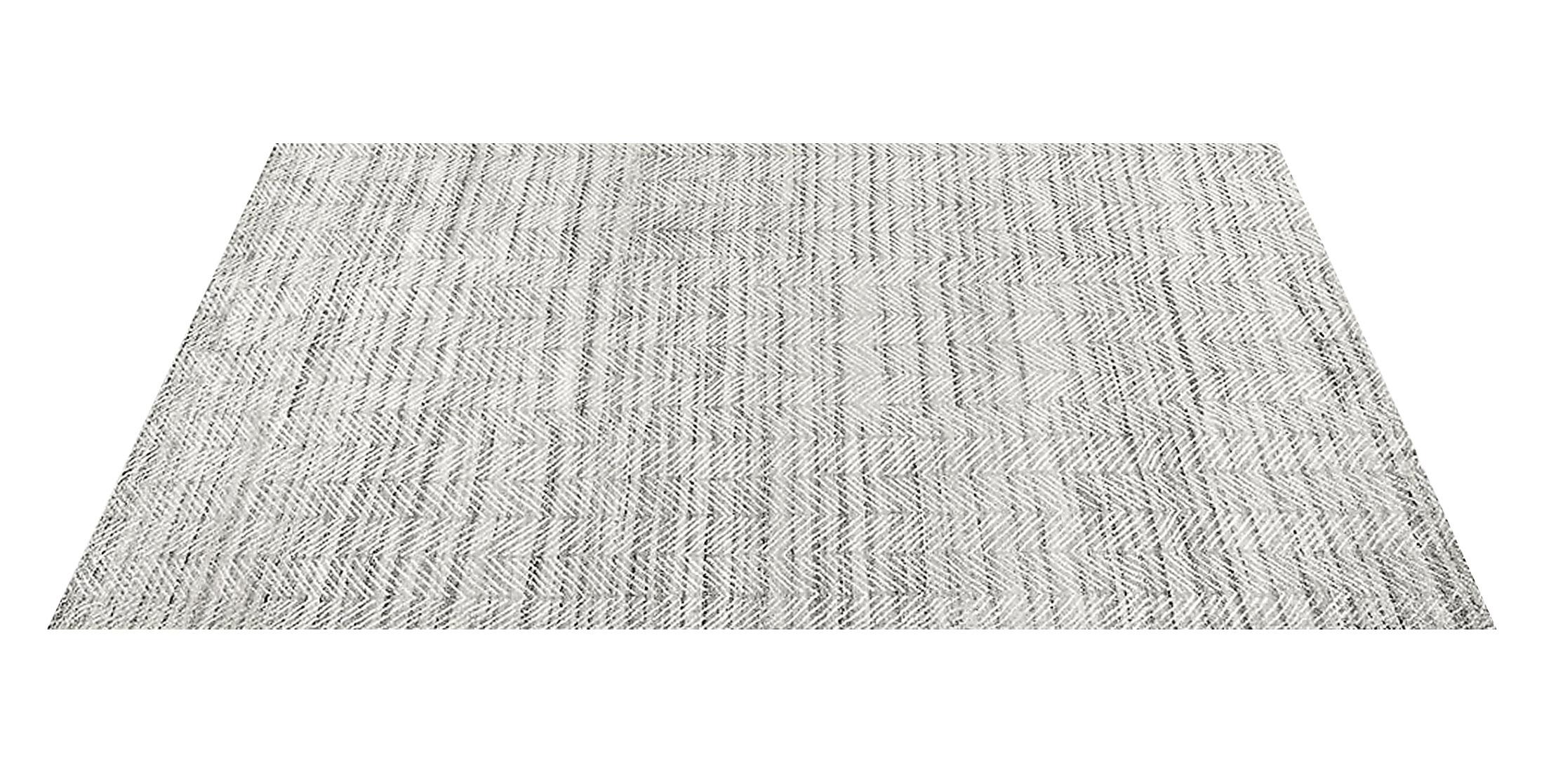 For Sale: Gray (Silver/White) Ben Soleimani Alia Rug– Hand-woven Chevron Wool + Viscose Black/Gray 8'x10' 2